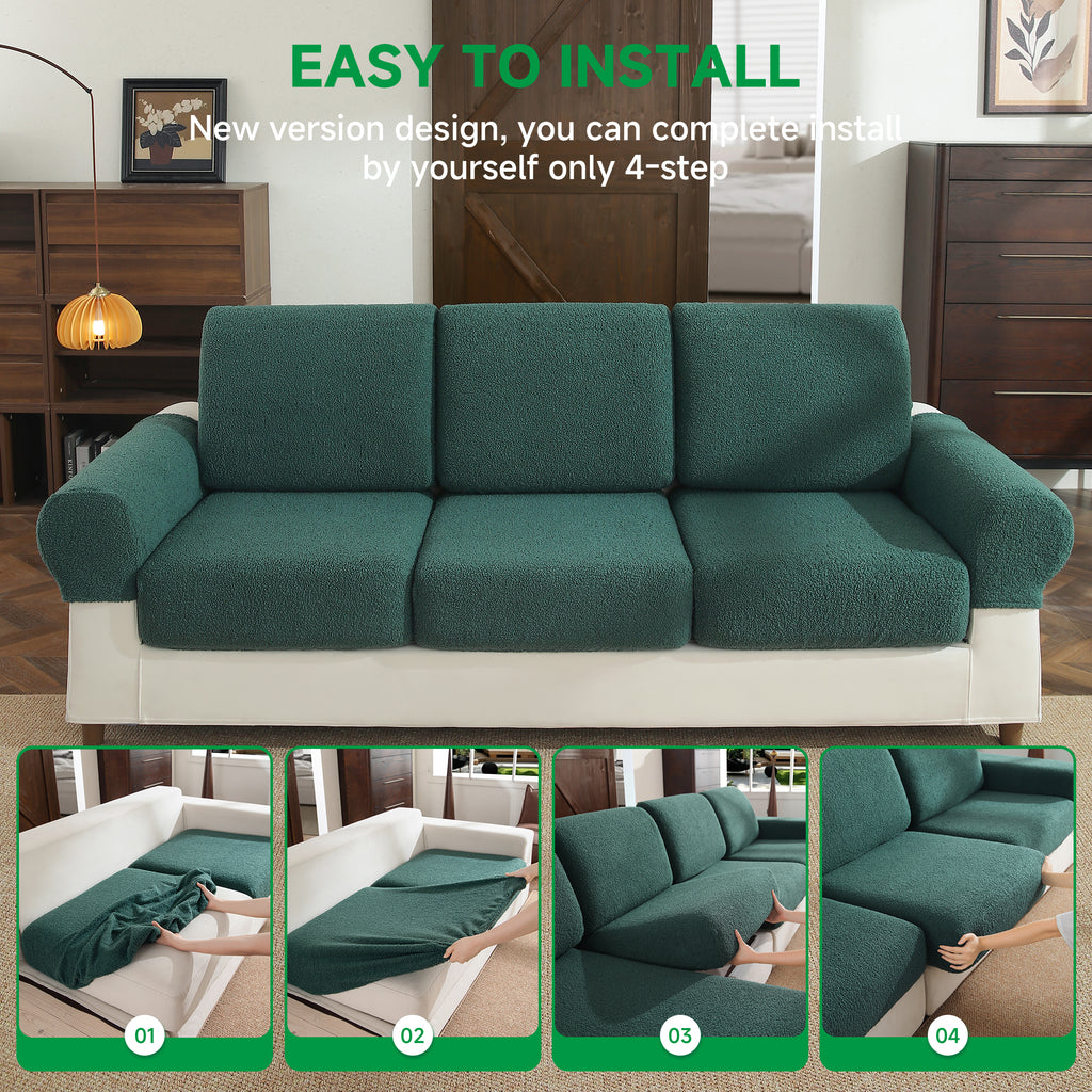 OHSIO Couch Cushion Covers for Sectional Sofa, Stretch Soft Sofa Slipcovers Washable Wear-Resistant Universal Furniture Protector for Living Room