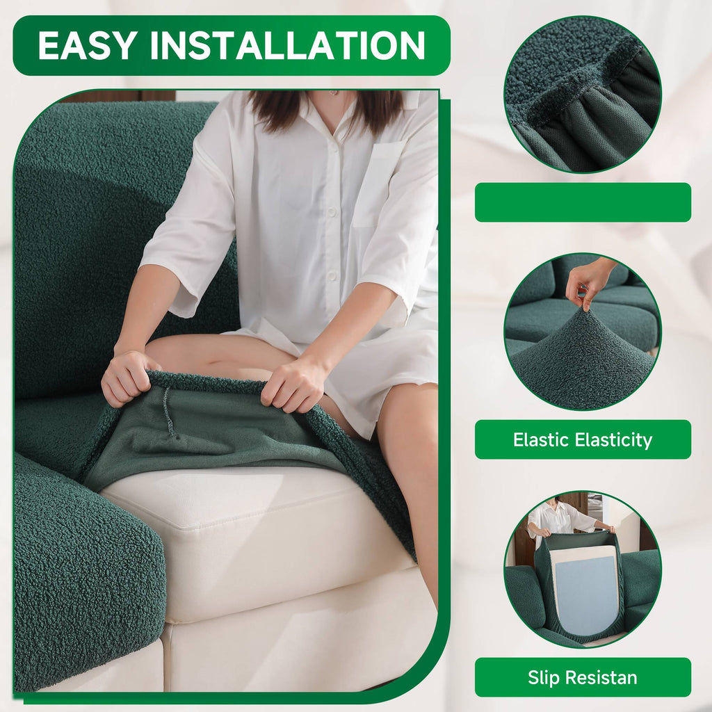 OHSIO Couch Cushion Covers for Sectional Sofa, Stretch Soft Sofa Slipcovers Washable Wear-Resistant Universal Furniture Protector for Living Room