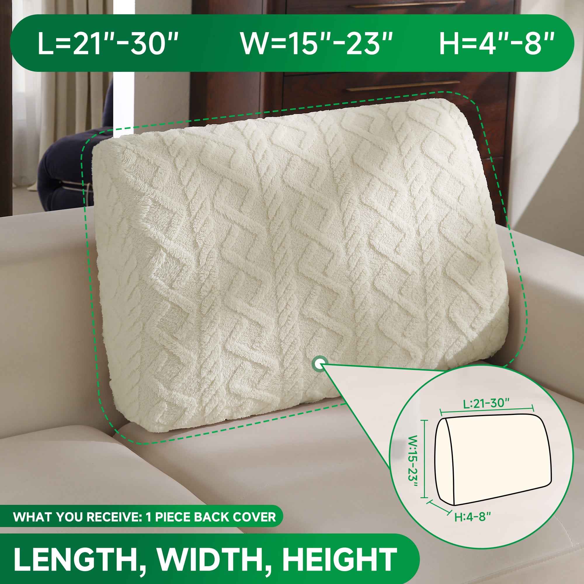 OHSIO Couch Cushion Covers, Super Soft Thicker Fleece Sofa Cover Stretch Sectional Sofa Slipcover Washable Pet Friendly Anti-Slip Stain Resistant Furniture Cover for Home