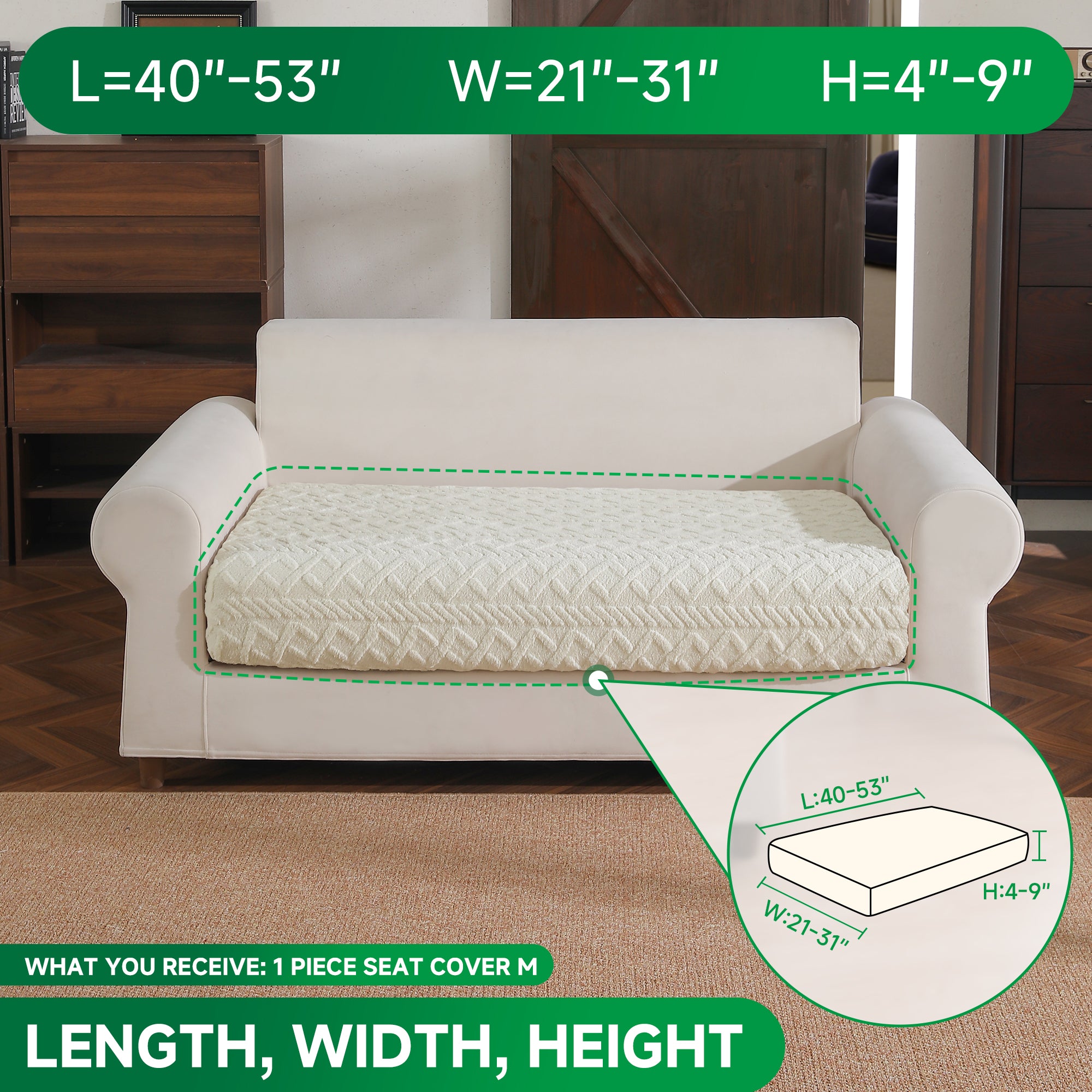 OHSIO Couch Cushion Covers, Super Soft Thicker Fleece Sofa Cover Stretch Sectional Sofa Slipcover Washable Pet Friendly Anti-Slip Stain Resistant Furniture Cover for Home