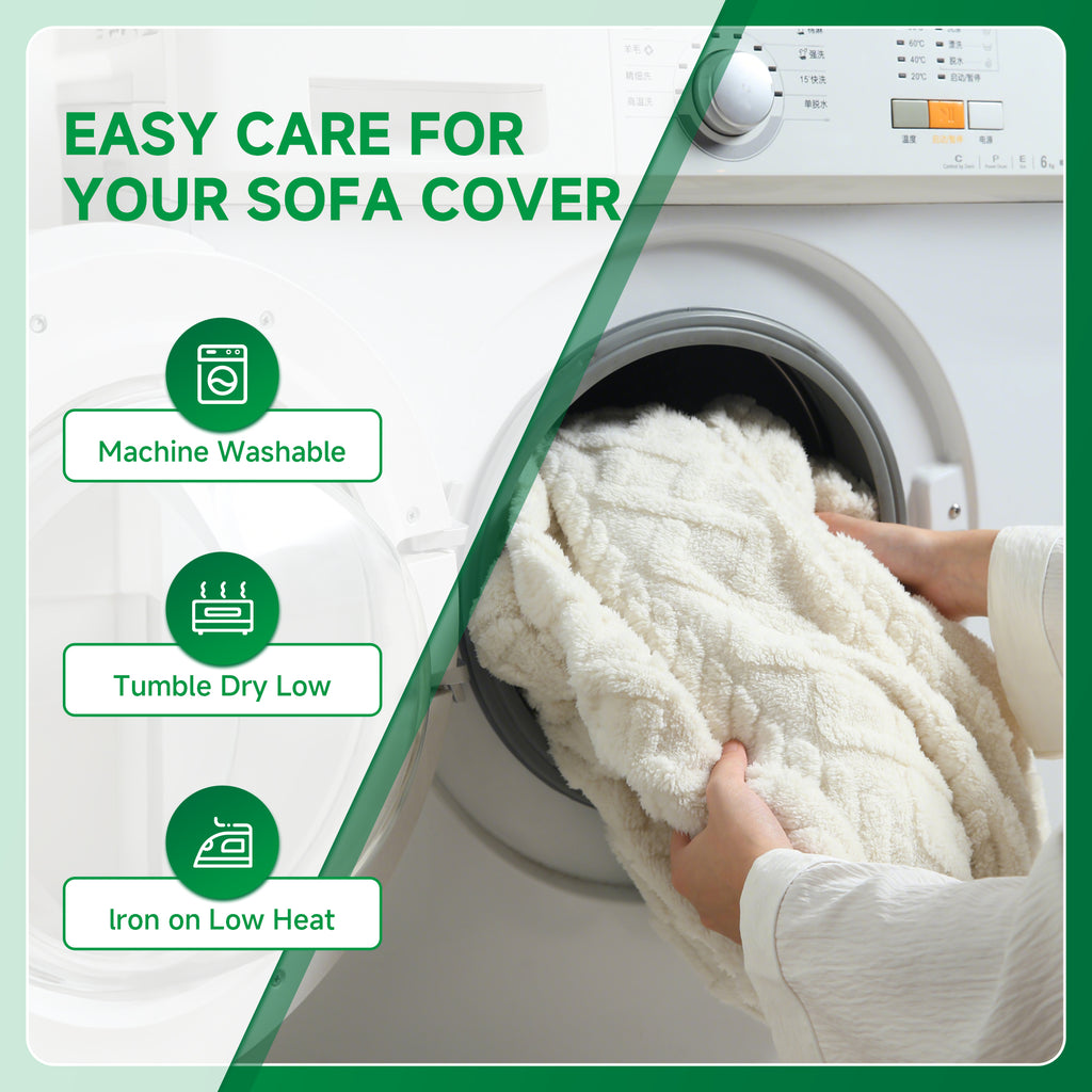 OHSIO Couch Cushion Covers, Super Soft Thicker Fleece Sofa Cover Stretch Sectional Sofa Slipcover Washable Pet Friendly Anti-Slip Stain Resistant Furniture Cover for Home