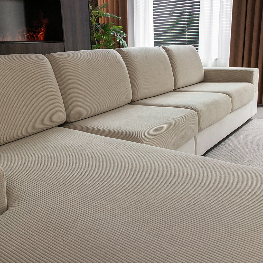 OHSIO Sectional Couch Covers, Wear Resistant Stretch Sofa Covers Washable Soft Couch Cushion Covers Anti Slip Furniture Protector Sofa Slipcovers for Pets