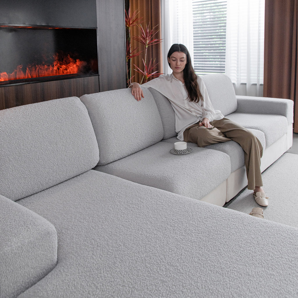 OHSIO Couch Cushion Covers for Sectional Sofa, Stretch Soft Sofa Slipcovers Washable Wear-Resistant Universal Furniture Protector for Living Room