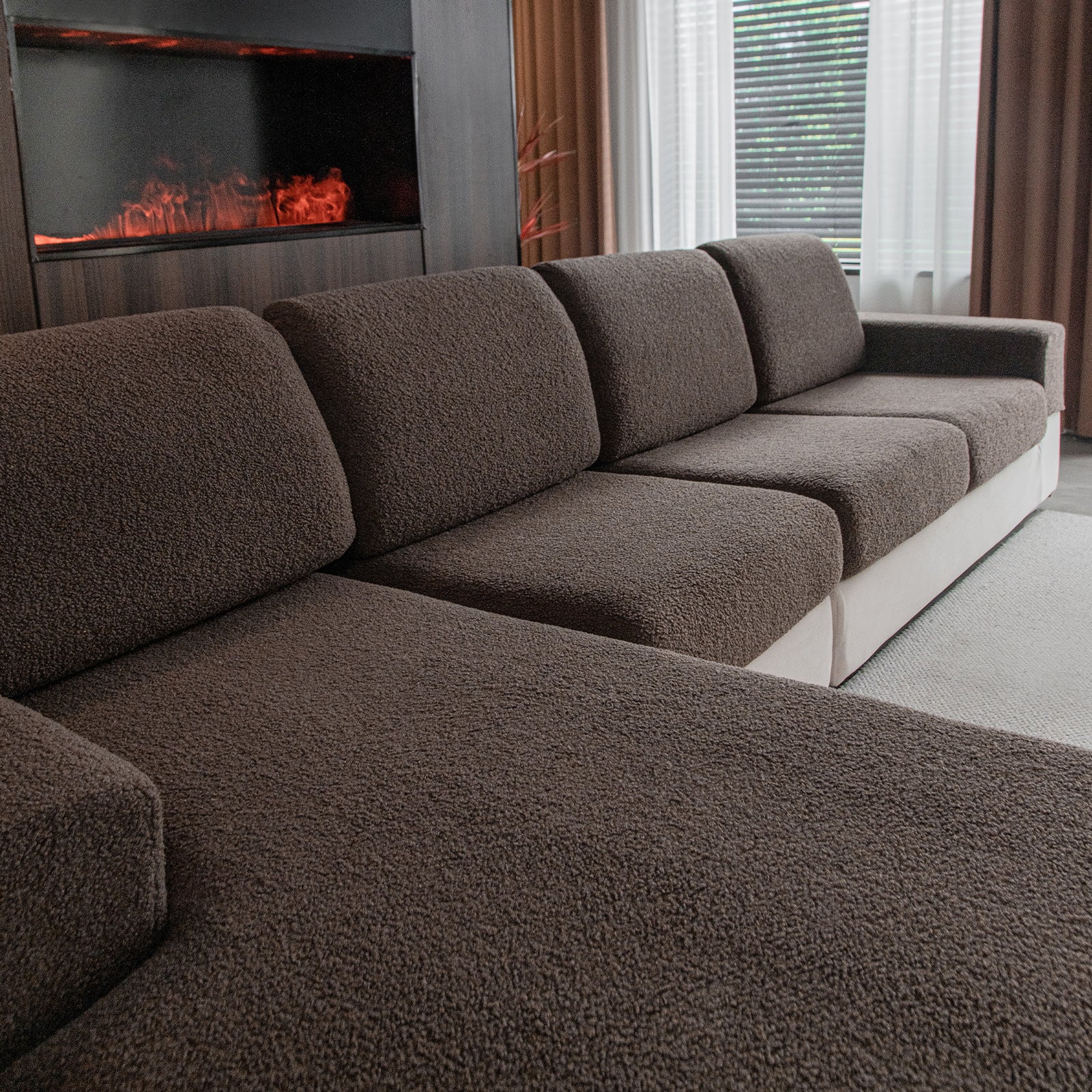 OHSIO Couch Cushion Covers for Sectional Sofa, Stretch Soft Sofa Slipcovers Washable Wear-Resistant Universal Furniture Protector for Living Room