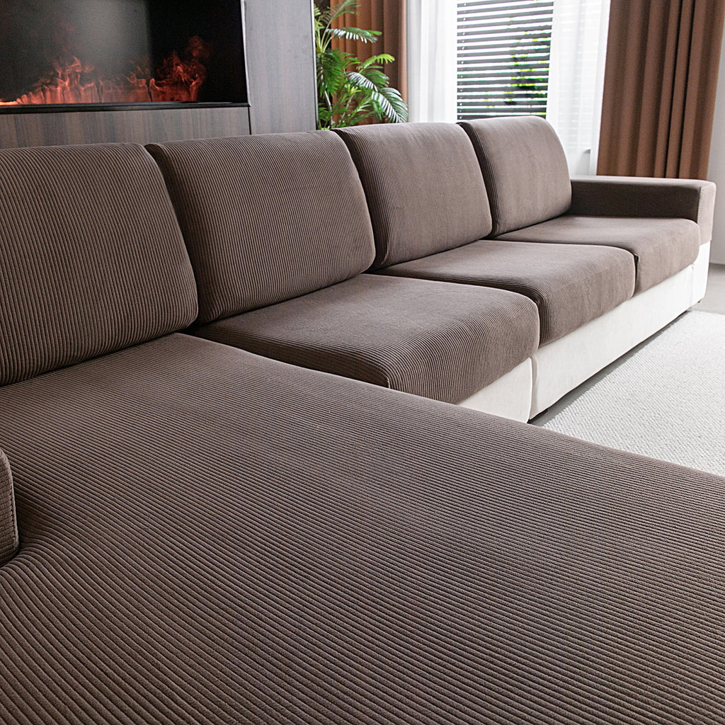 OHSIO Sectional Couch Covers, Wear Resistant Stretch Sofa Covers Washable Soft Couch Cushion Covers Anti Slip Furniture Protector Sofa Slipcovers for Pets