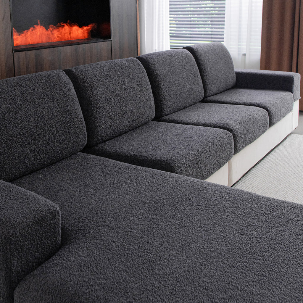 OHSIO Couch Cushion Covers for Sectional Sofa, Stretch Soft Sofa Slipcovers Washable Wear-Resistant Universal Furniture Protector for Living Room