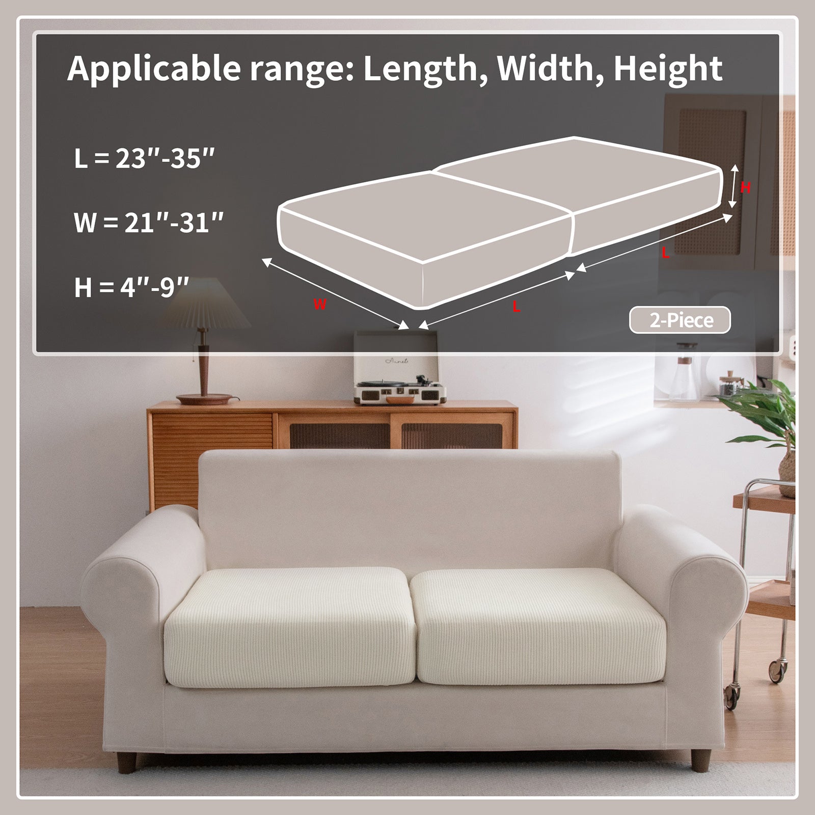 OHSIO Sectional Couch Covers, Wear Resistant Stretch Sofa Covers Washable Soft Couch Cushion Covers Anti Slip Furniture Protector Sofa Slipcovers for Pets