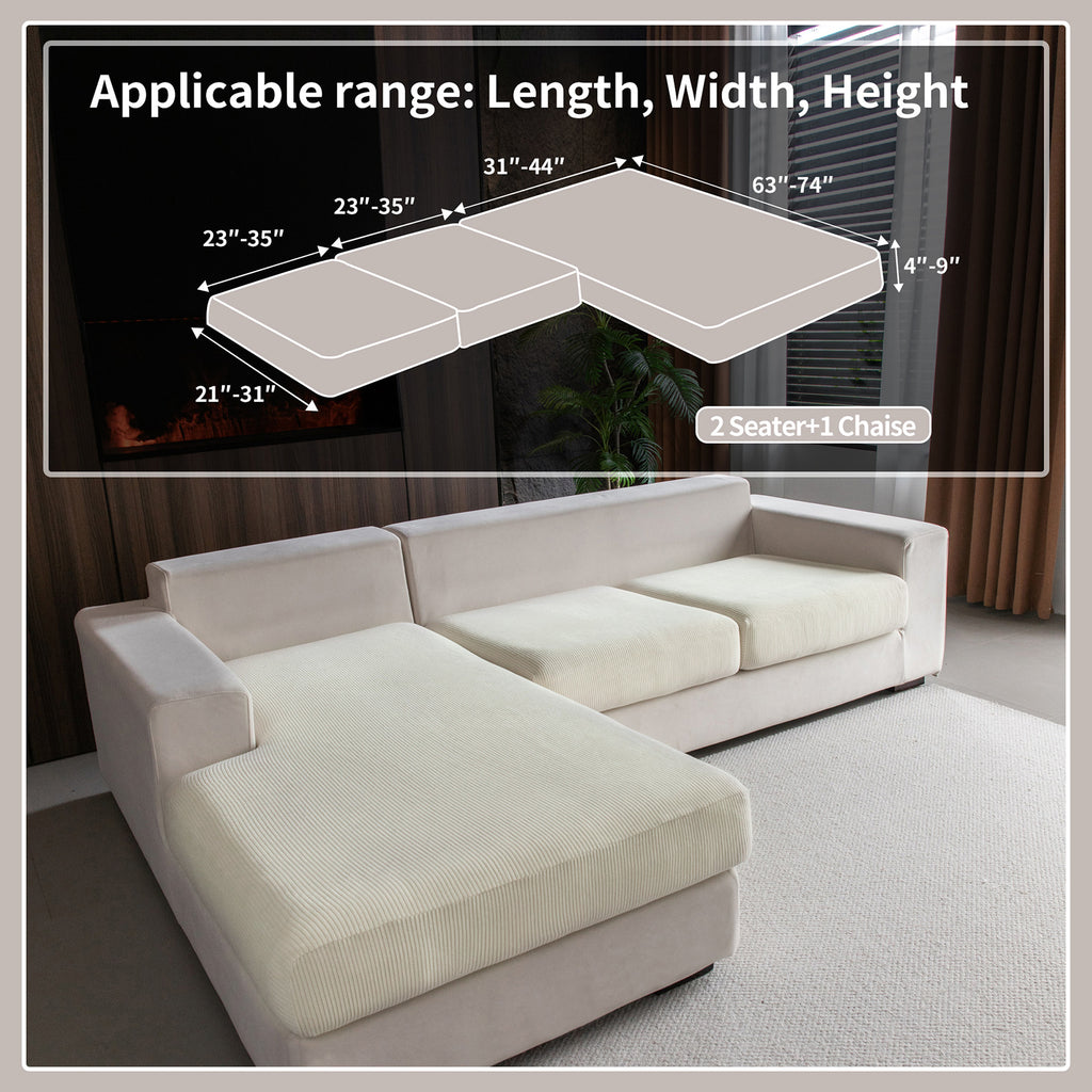 OHSIO Sectional Couch Covers, Wear Resistant Stretch Sofa Covers Washable Soft Couch Cushion Covers Anti Slip Furniture Protector Sofa Slipcovers for Pets