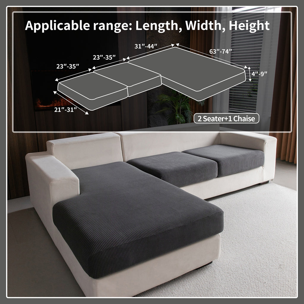 OHSIO Sectional Couch Covers, Wear Resistant Stretch Sofa Covers Washable Soft Couch Cushion Covers Anti Slip Furniture Protector Sofa Slipcovers for Pets