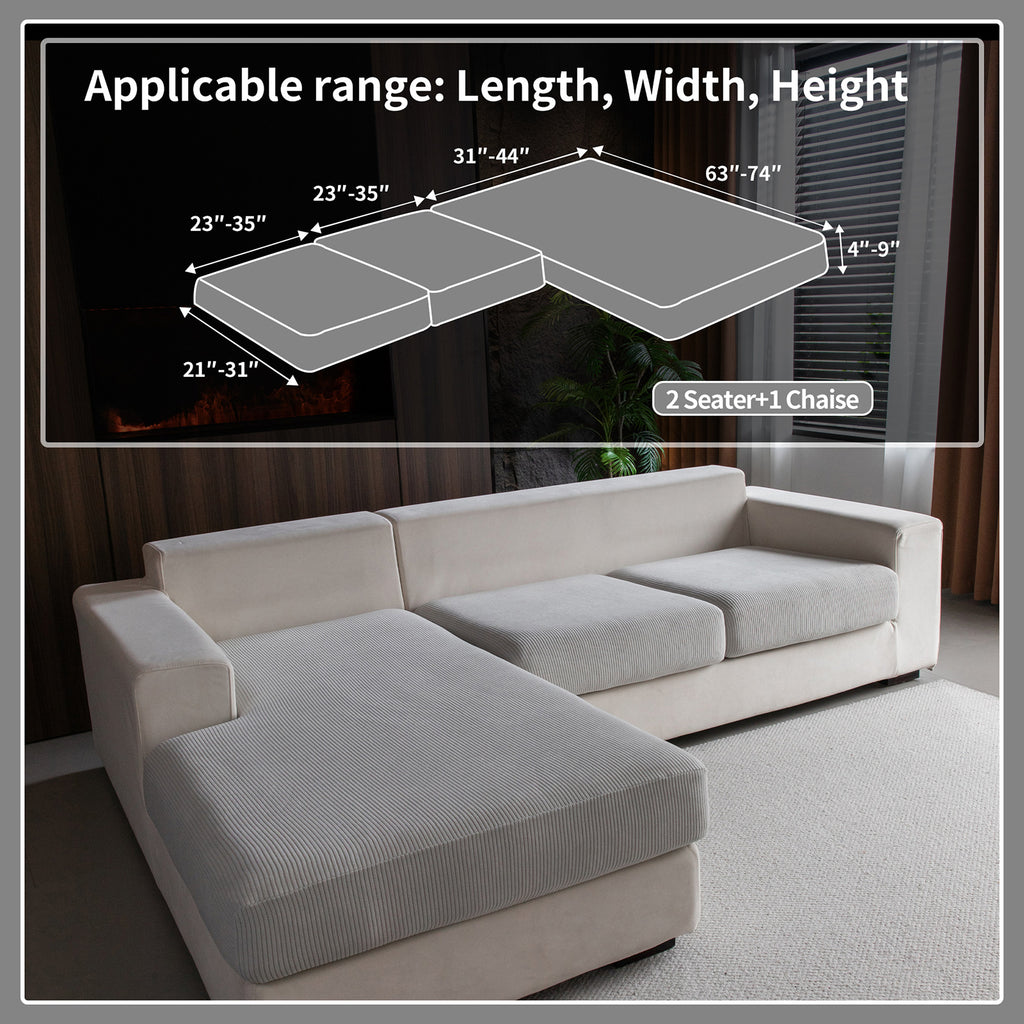 OHSIO Sectional Couch Covers, Wear Resistant Stretch Sofa Covers Washable Soft Couch Cushion Covers Anti Slip Furniture Protector Sofa Slipcovers for Pets