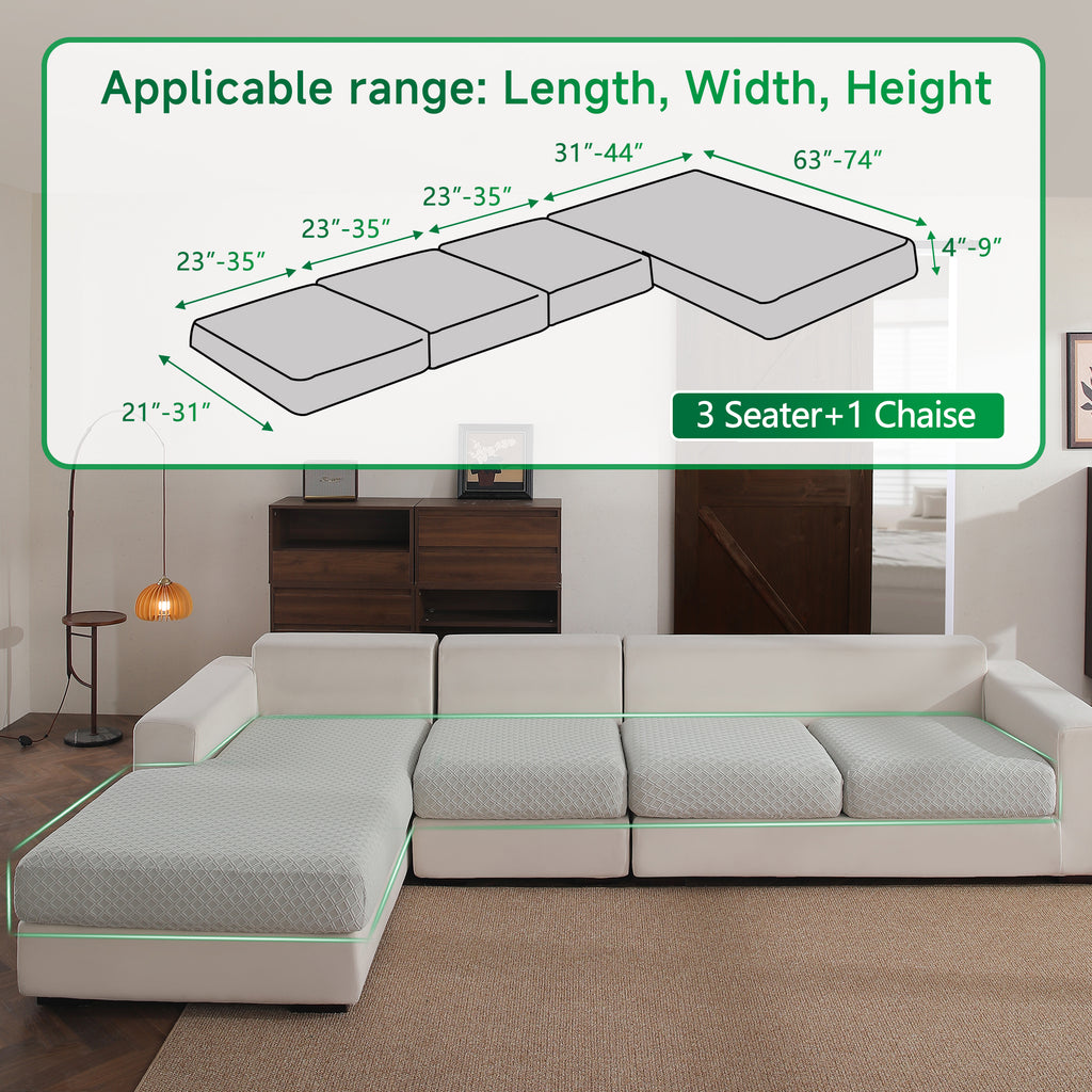 OHSIO Couch Cover, Stretch Sofa Cover, Soft Seat Cushion Covers Washable, Sectional L Shape Sofa Slipcover, Wear Stain Resistant Pet Friendly Furniture Protector for Home