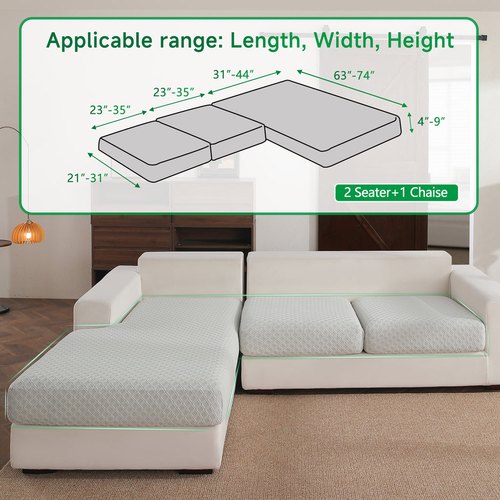 OHSIO Couch Cover, Stretch Sofa Cover, Soft Seat Cushion Covers Washable, Sectional L Shape Sofa Slipcover, Wear Stain Resistant Pet Friendly Furniture Protector for Home