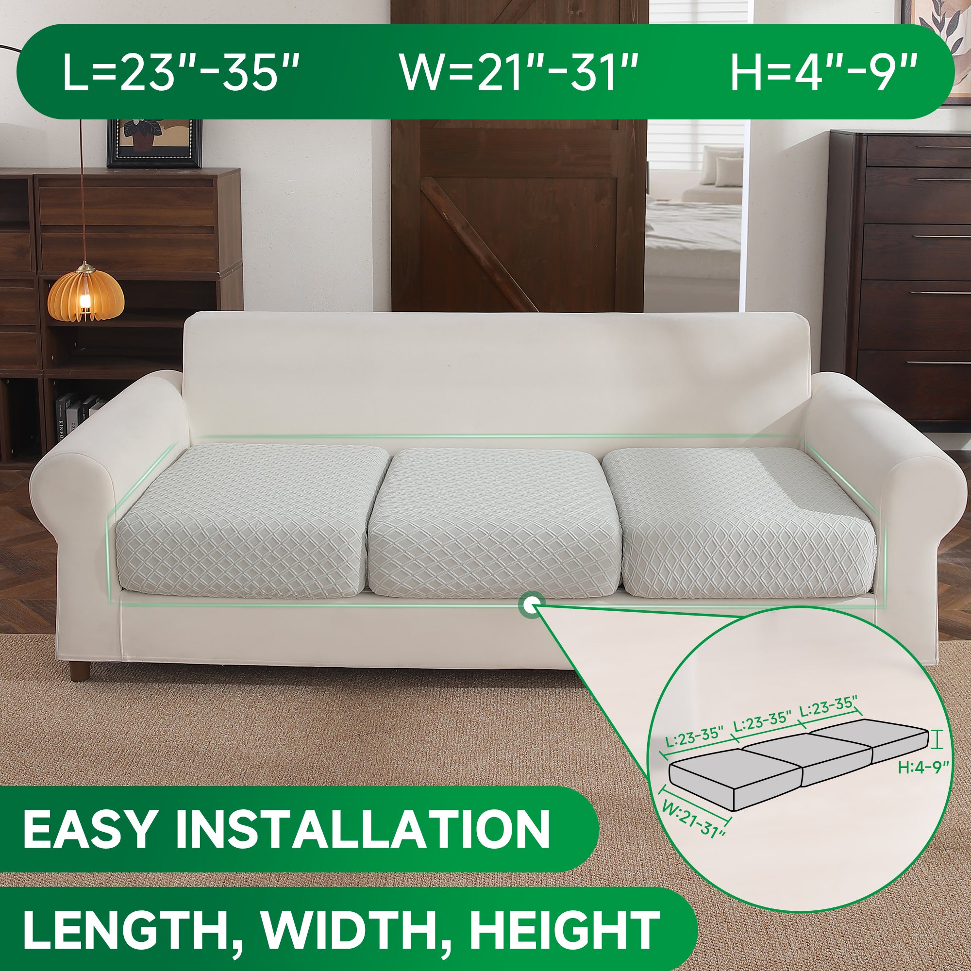 OHSIO Couch Cover, Stretch Sofa Cover, Soft Seat Cushion Covers Washable, Sectional L Shape Sofa Slipcover, Wear Stain Resistant Pet Friendly Furniture Protector for Home