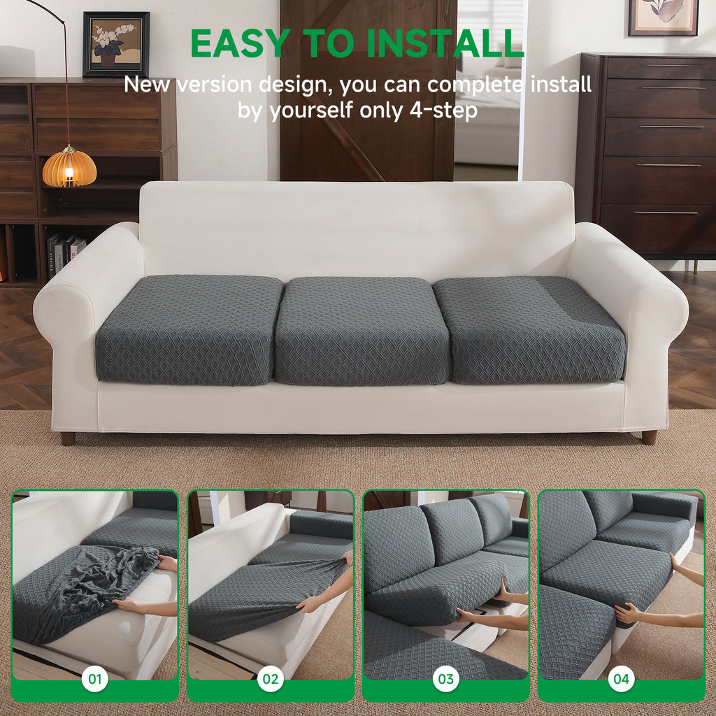 OHSIO Couch Cover, Stretch Sofa Cover, Soft Seat Cushion Covers Washable, Sectional L Shape Sofa Slipcover, Wear Stain Resistant Pet Friendly Furniture Protector for Home