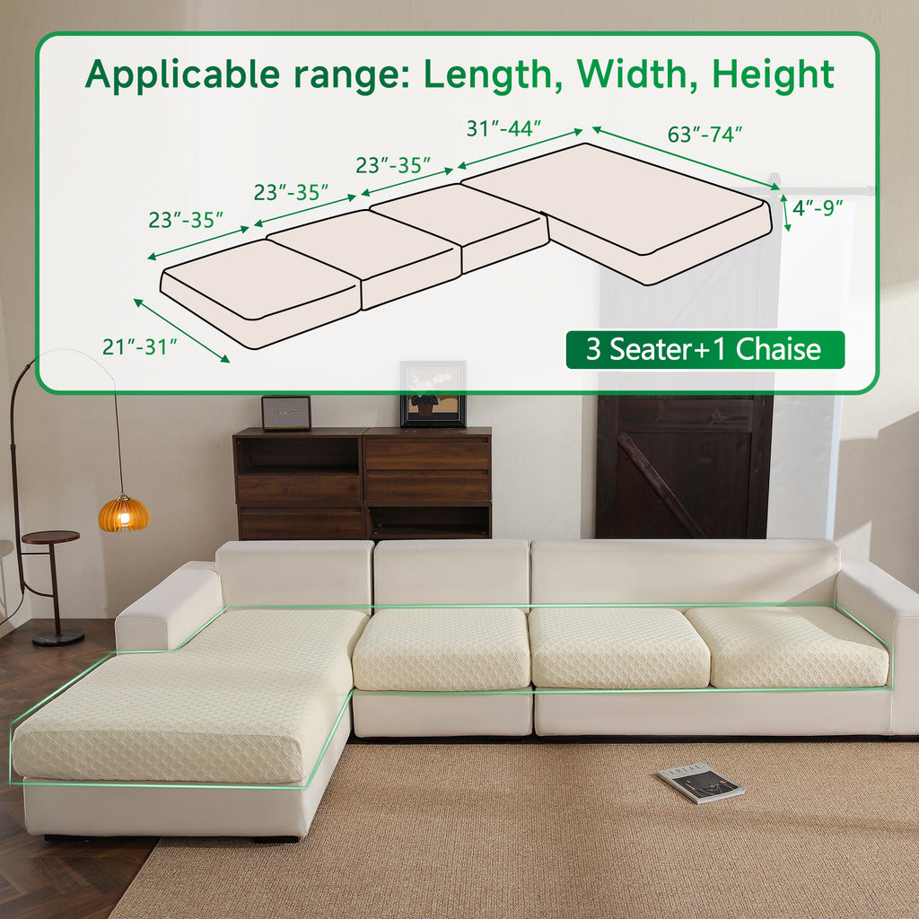 OHSIO Couch Cover, Stretch Sofa Cover, Soft Seat Cushion Covers Washable, Sectional L Shape Sofa Slipcover, Wear Stain Resistant Pet Friendly Furniture Protector for Home