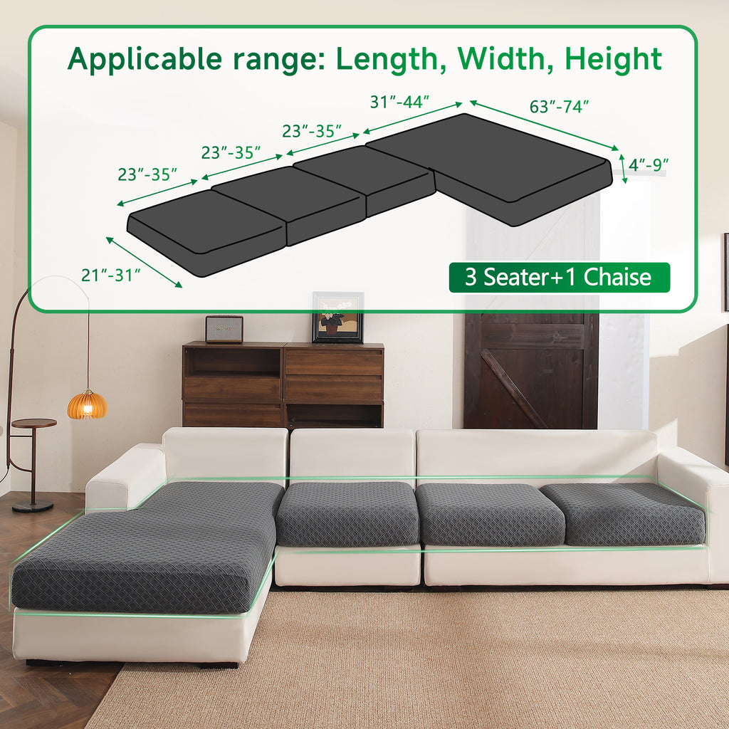 OHSIO Couch Cover, Stretch Sofa Cover, Soft Seat Cushion Covers Washable, Sectional L Shape Sofa Slipcover, Wear Stain Resistant Pet Friendly Furniture Protector for Home