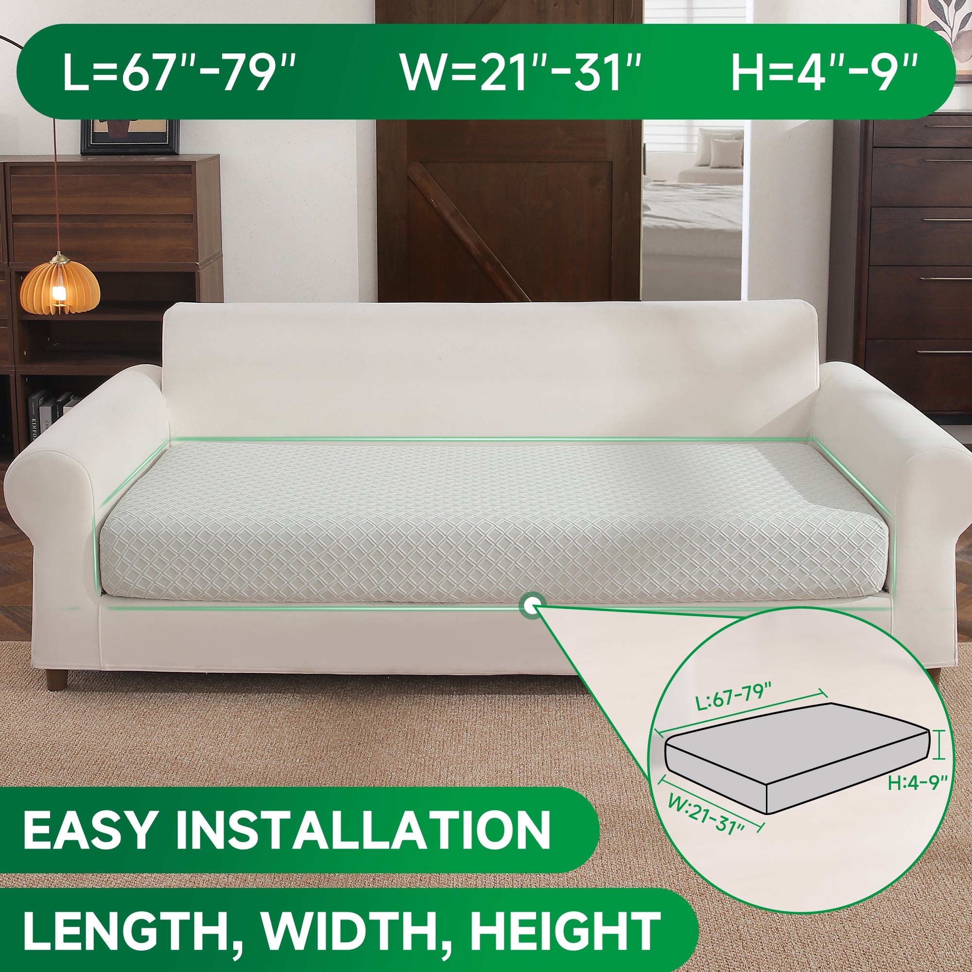 OHSIO Couch Cover, Stretch Sofa Cover, Soft Seat Cushion Covers Washable, Sectional L Shape Sofa Slipcover, Wear Stain Resistant Pet Friendly Furniture Protector for Home