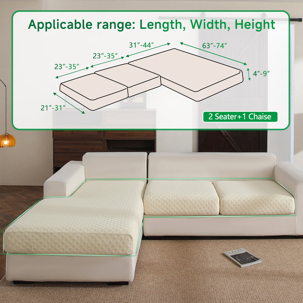 OHSIO Couch Cover, Stretch Sofa Cover, Soft Seat Cushion Covers Washable, Sectional L Shape Sofa Slipcover, Wear Stain Resistant Pet Friendly Furniture Protector for Home