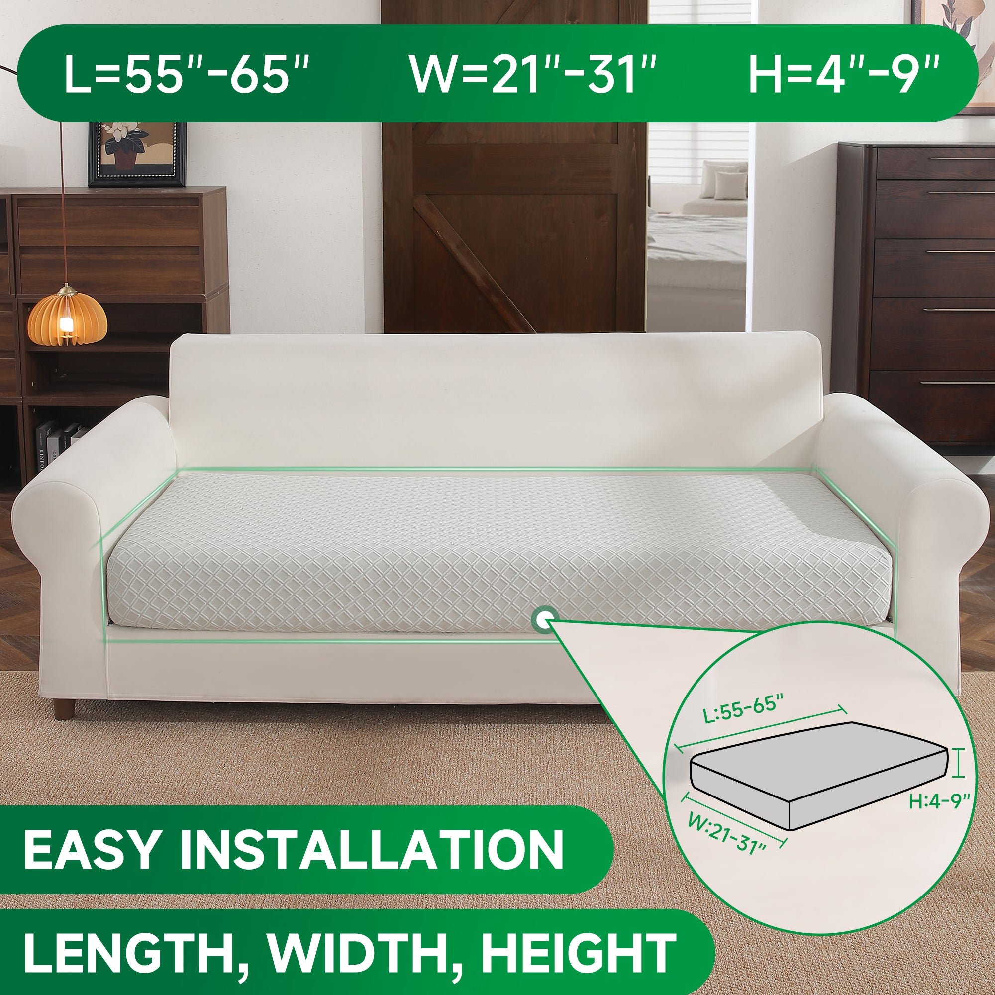 OHSIO Couch Cover, Stretch Sofa Cover, Soft Seat Cushion Covers Washable, Sectional L Shape Sofa Slipcover, Wear Stain Resistant Pet Friendly Furniture Protector for Home