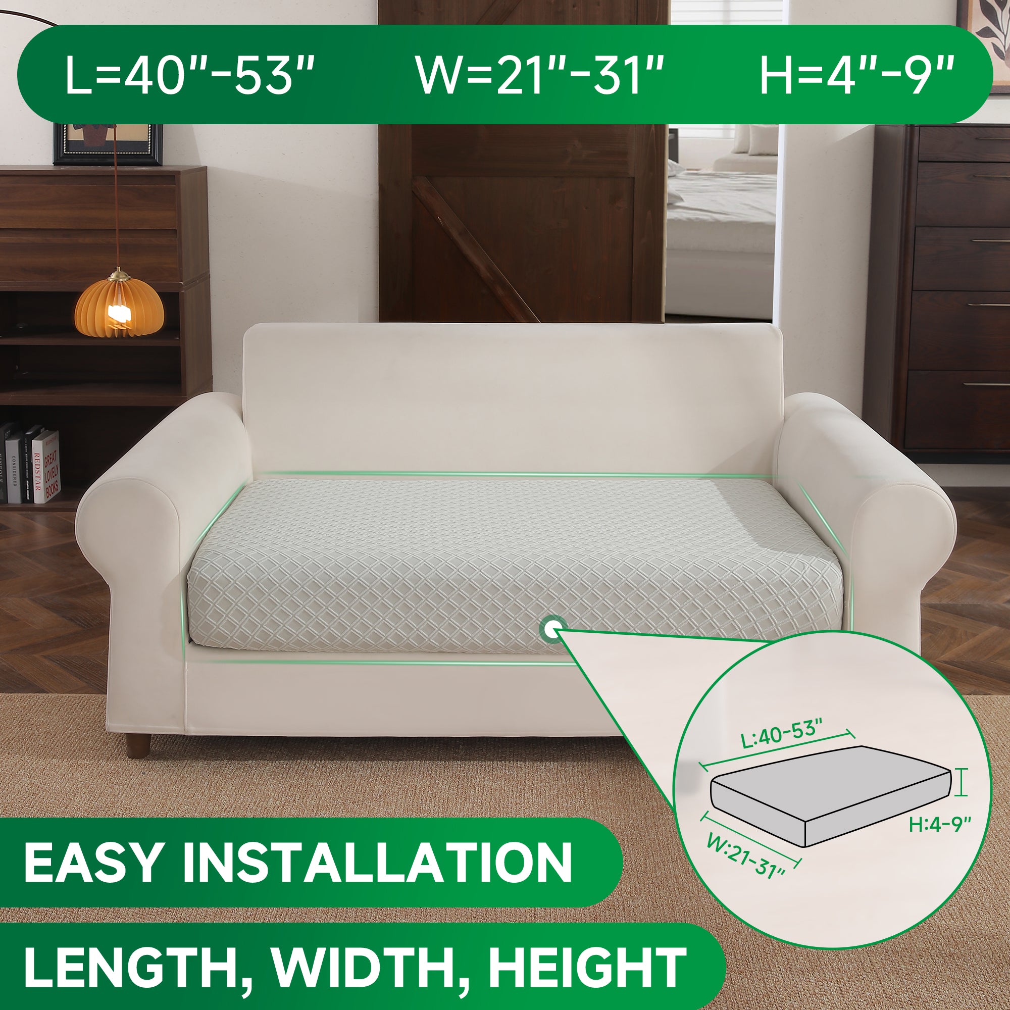 OHSIO Couch Cover, Stretch Sofa Cover, Soft Seat Cushion Covers Washable, Sectional L Shape Sofa Slipcover, Wear Stain Resistant Pet Friendly Furniture Protector for Home