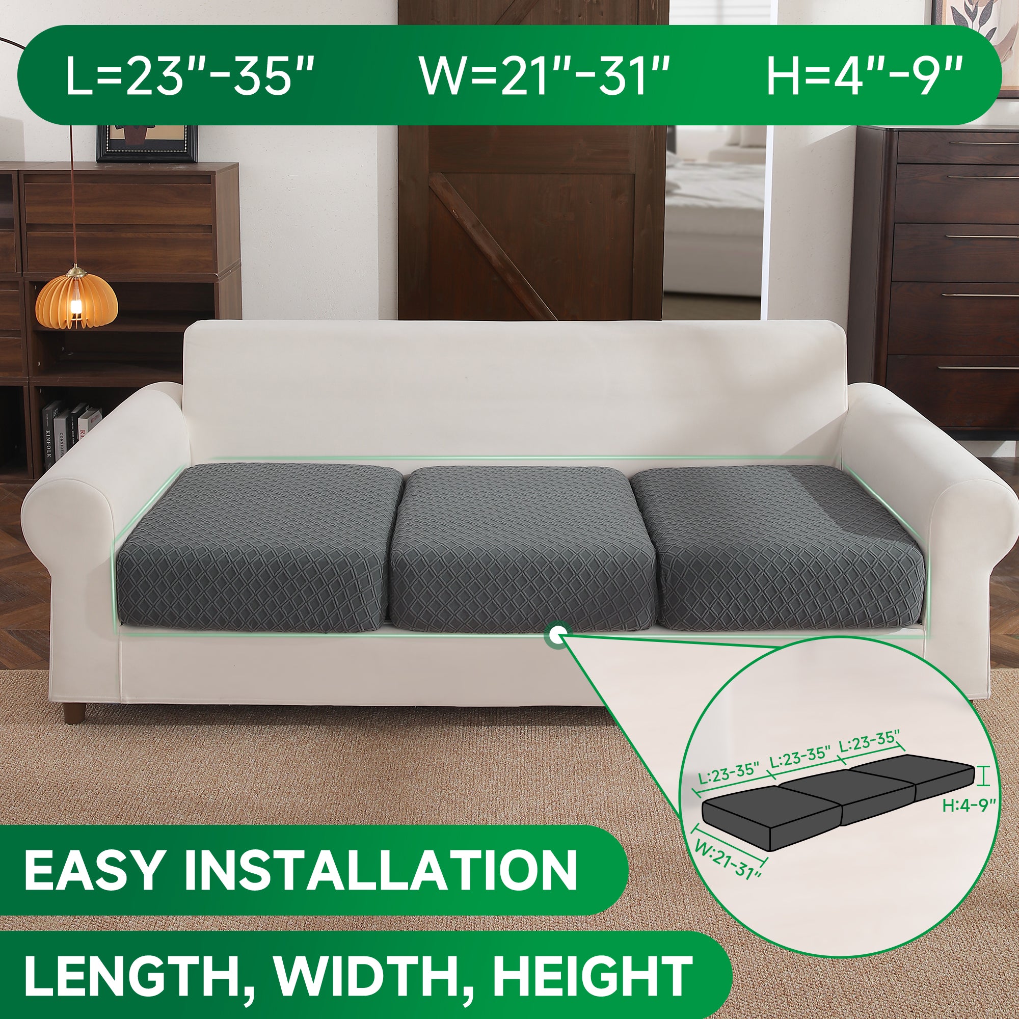OHSIO Couch Cover, Stretch Sofa Cover, Soft Seat Cushion Covers Washable, Sectional L Shape Sofa Slipcover, Wear Stain Resistant Pet Friendly Furniture Protector for Home