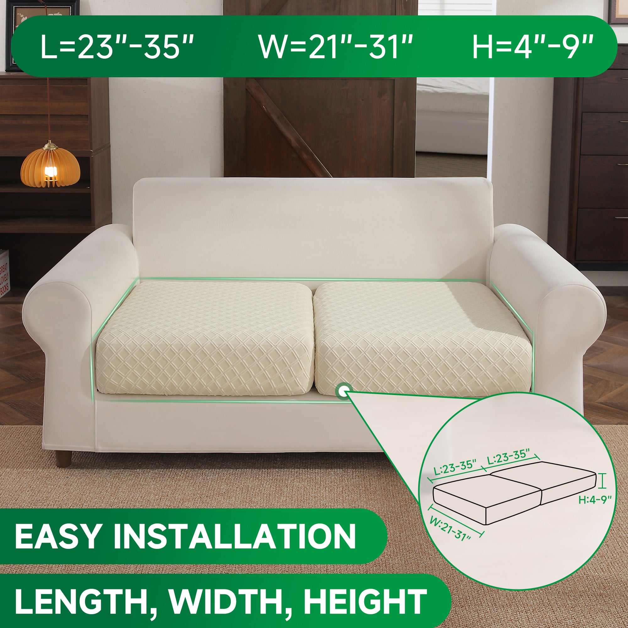 OHSIO Couch Cover, Stretch Sofa Cover, Soft Seat Cushion Covers Washable, Sectional L Shape Sofa Slipcover, Wear Stain Resistant Pet Friendly Furniture Protector for Home