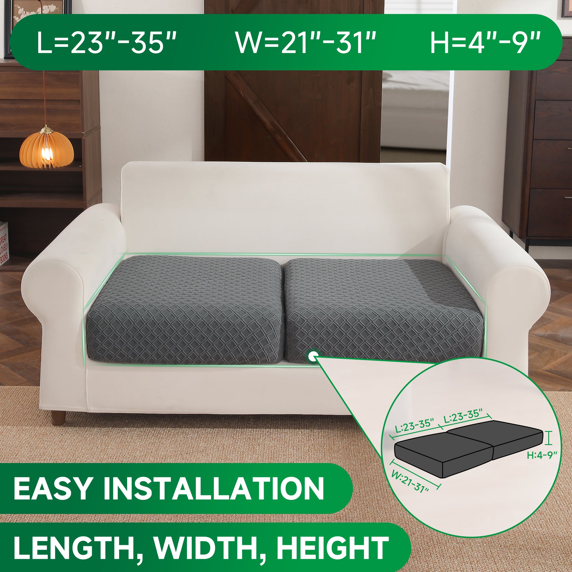 OHSIO Couch Cover, Stretch Sofa Cover, Soft Seat Cushion Covers Washable, Sectional L Shape Sofa Slipcover, Wear Stain Resistant Pet Friendly Furniture Protector for Home