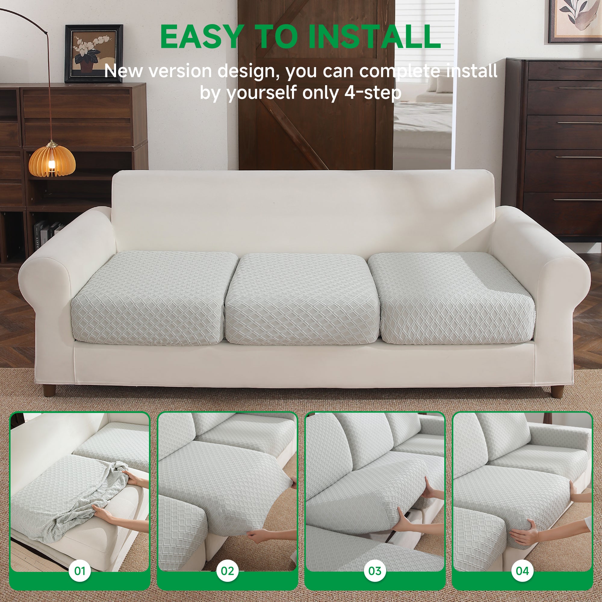 OHSIO Couch Cover, Stretch Sofa Cover, Soft Seat Cushion Covers Washable, Sectional L Shape Sofa Slipcover, Wear Stain Resistant Pet Friendly Furniture Protector for Home