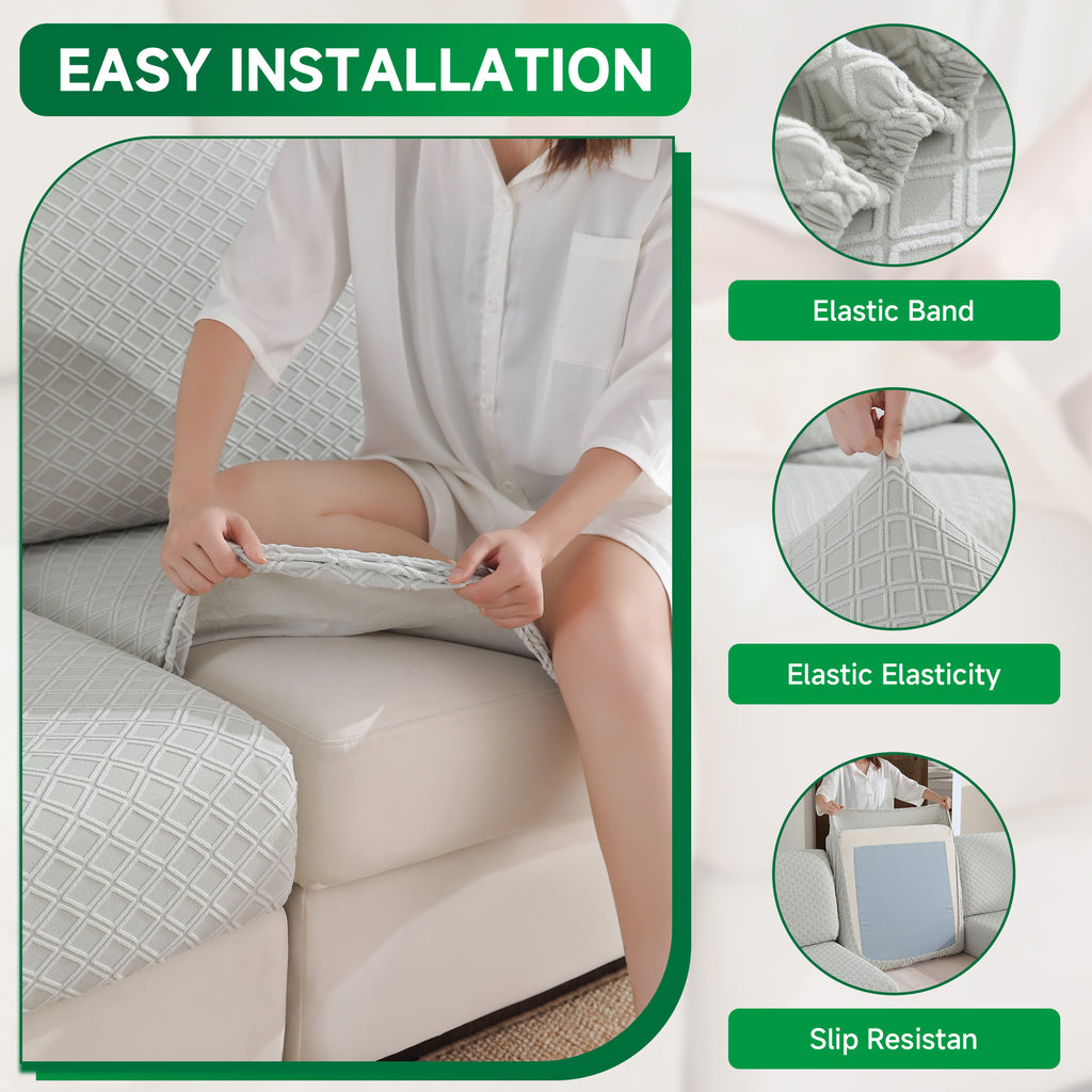 OHSIO Couch Cover, Stretch Sofa Cover, Soft Seat Cushion Covers Washable, Sectional L Shape Sofa Slipcover, Wear Stain Resistant Pet Friendly Furniture Protector for Home