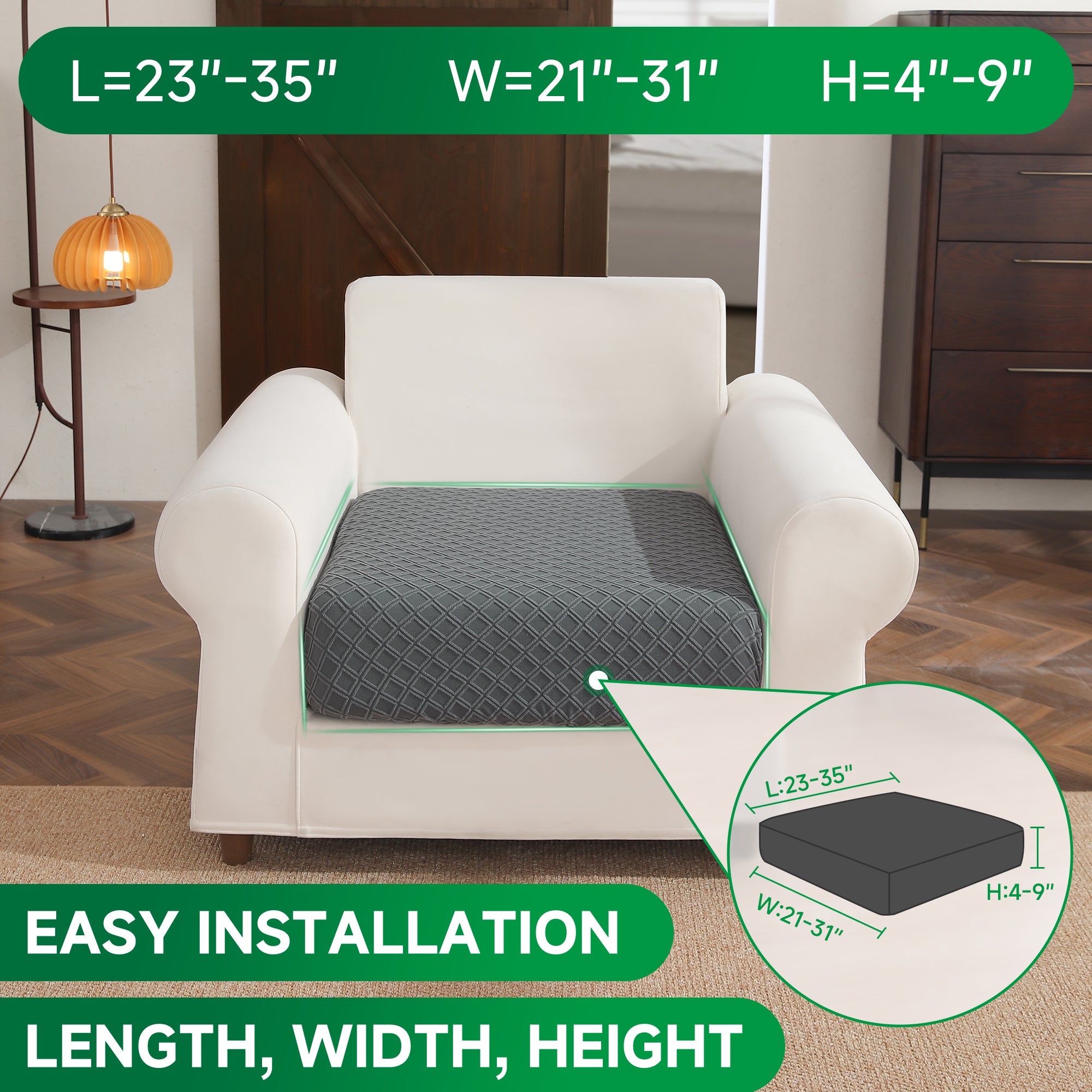 OHSIO Couch Cover, Stretch Sofa Cover, Soft Seat Cushion Covers Washable, Sectional L Shape Sofa Slipcover, Wear Stain Resistant Pet Friendly Furniture Protector for Home