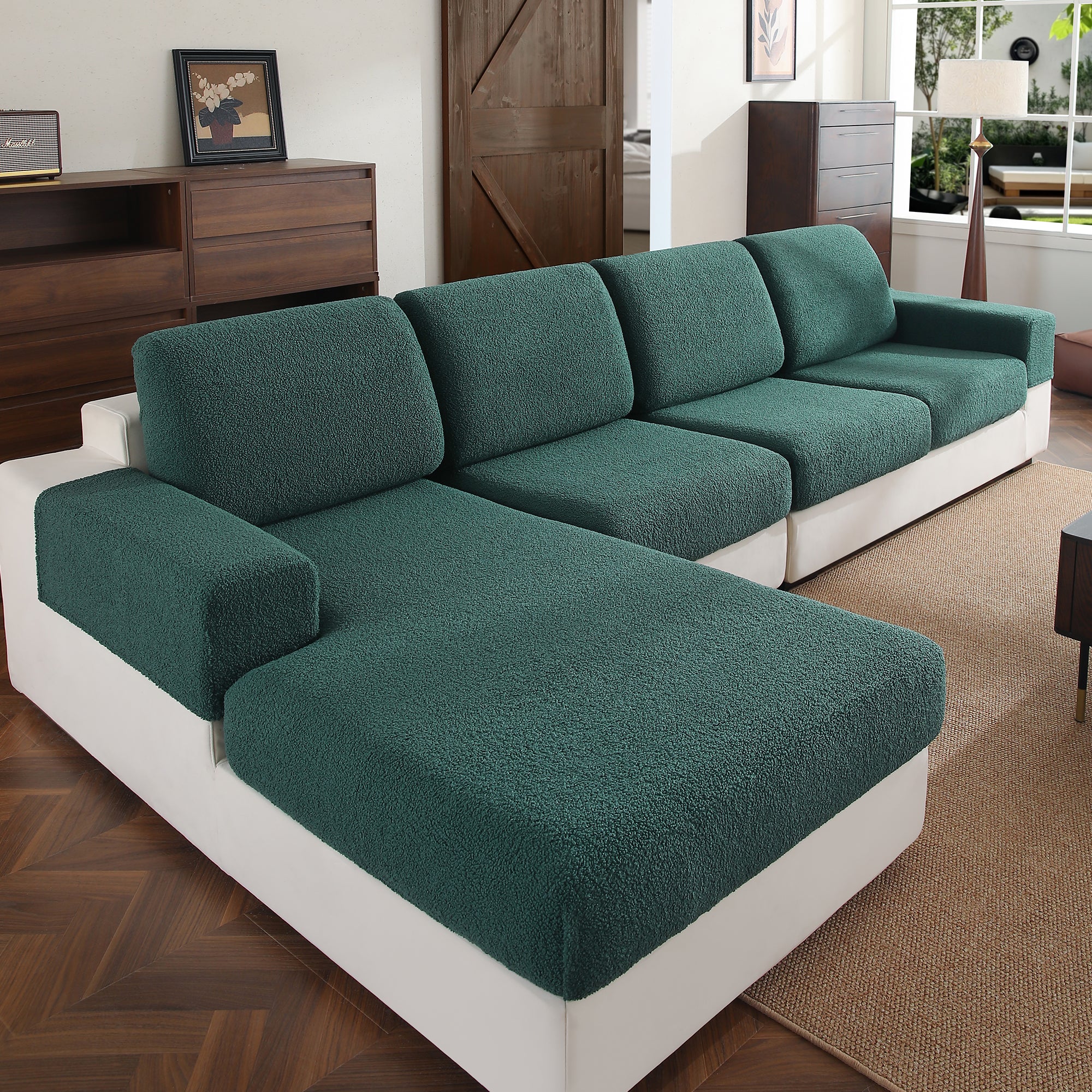 OHSIO Couch Cushion Covers for Sectional Sofa, Stretch Soft Sofa Slipcovers Washable Wear-Resistant Universal Furniture Protector for Living Room