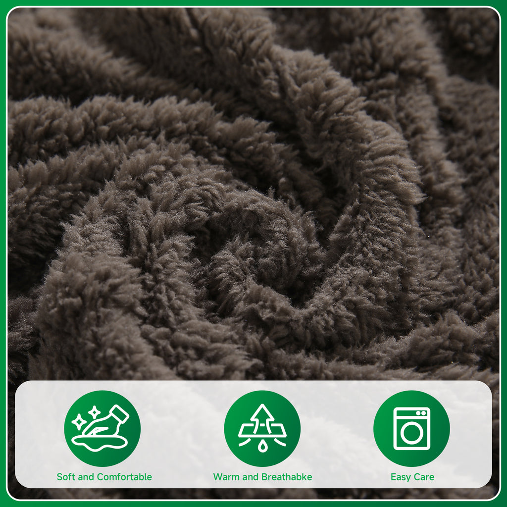 OHSIO Couch Cushion Covers, Super Soft Thicker Fleece Sofa Cover Stretch Sectional Sofa Slipcover Washable Pet Friendly Anti-Slip Stain Resistant Furniture Cover for Home
