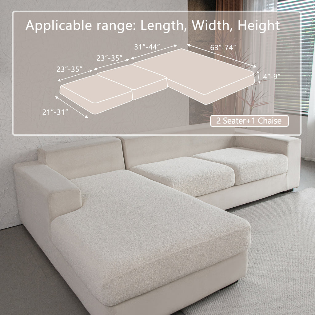 OHSIO Couch Cushion Covers for Sectional Sofa, Stretch Soft Sofa Slipcovers Washable Wear-Resistant Universal Furniture Protector for Living Room