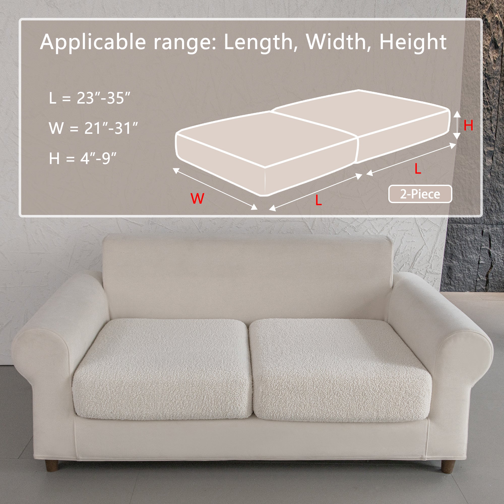 OHSIO Couch Cushion Covers for Sectional Sofa, Stretch Soft Sofa Slipcovers Washable Wear-Resistant Universal Furniture Protector for Living Room