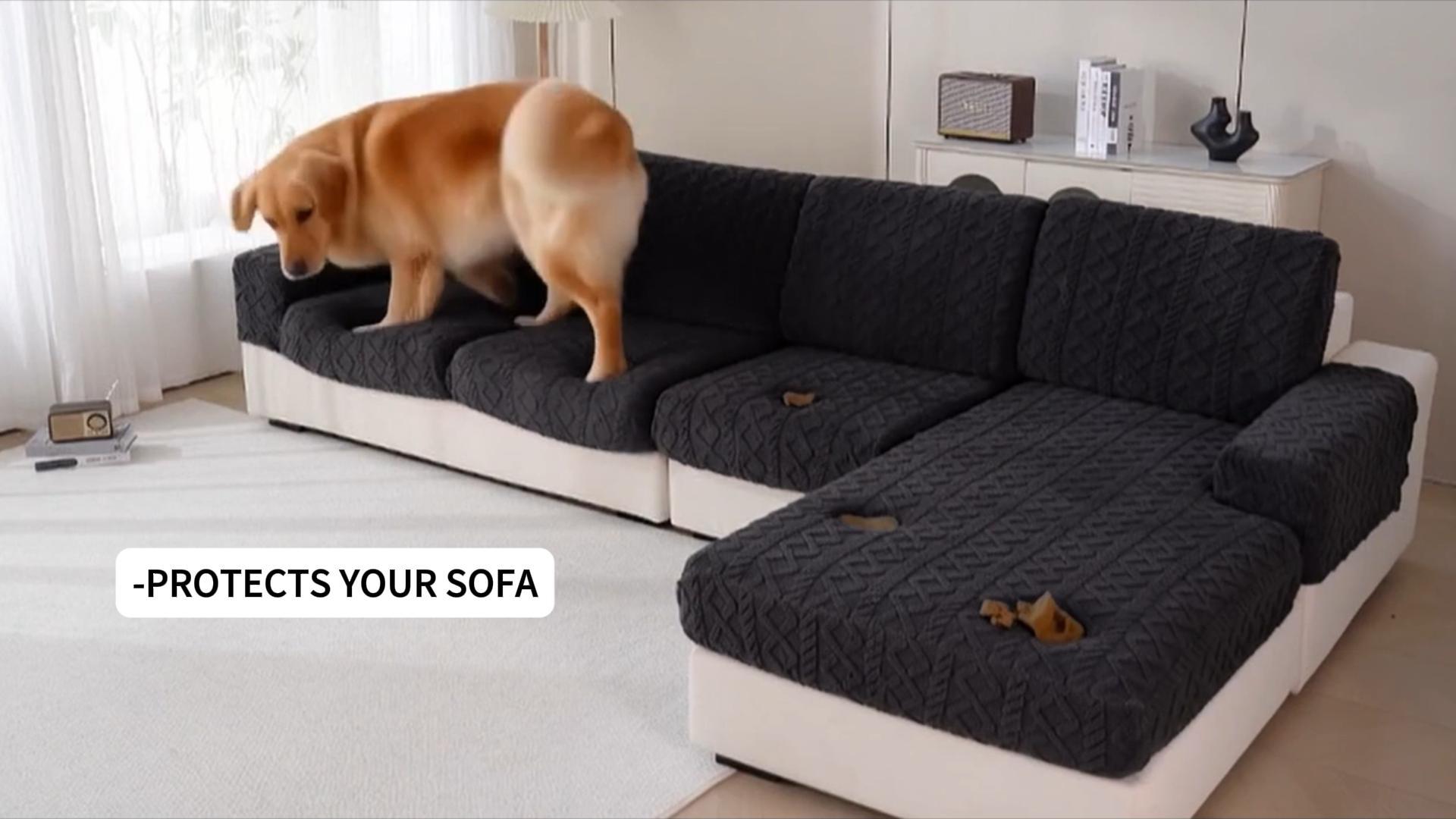 OHSIO Couch Cushion Covers, Super Soft Thicker Fleece Sofa Cover Stretch Sectional Sofa Slipcover Washable Pet Friendly Anti-Slip Stain Resistant Furniture Cover for Home