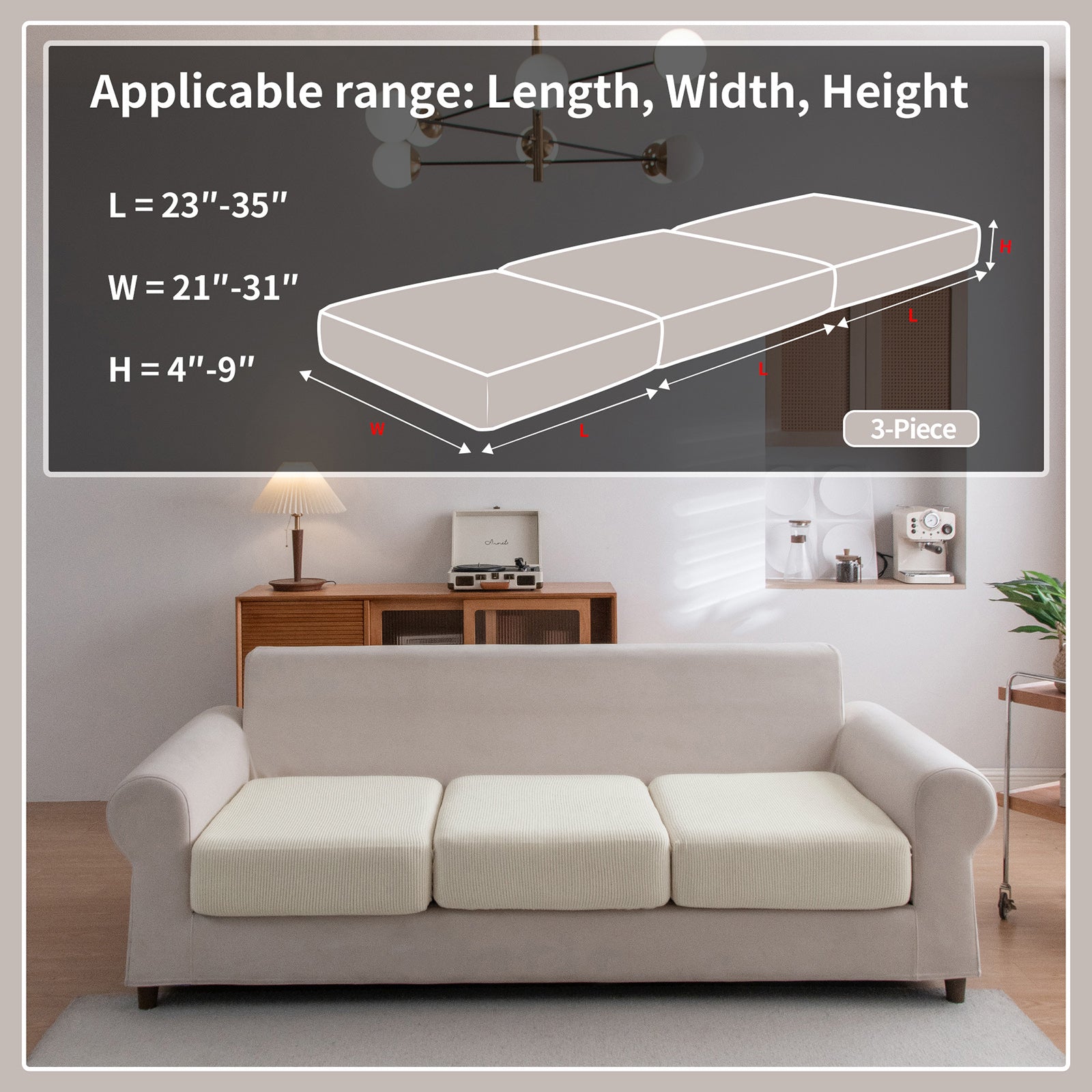 OHSIO Sectional Couch Covers, Wear Resistant Stretch Sofa Covers Washable Soft Couch Cushion Covers Anti Slip Furniture Protector Sofa Slipcovers for Pets