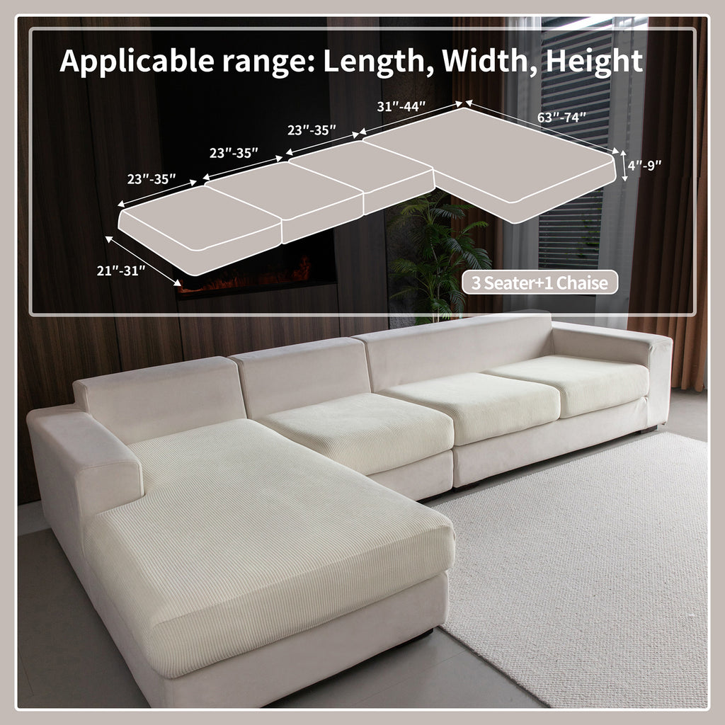 OHSIO Sectional Couch Covers, Wear Resistant Stretch Sofa Covers Washable Soft Couch Cushion Covers Anti Slip Furniture Protector Sofa Slipcovers for Pets