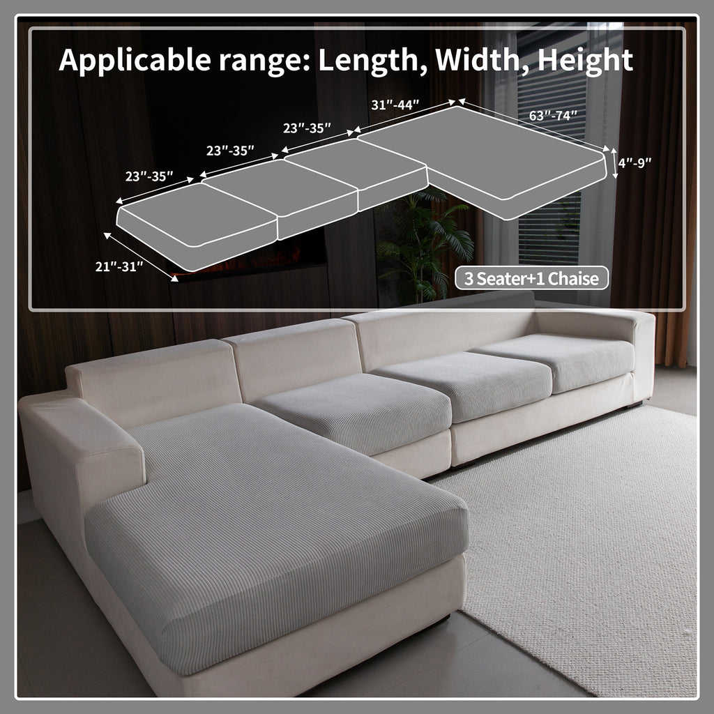 OHSIO Sectional Couch Covers, Wear Resistant Stretch Sofa Covers Washable Soft Couch Cushion Covers Anti Slip Furniture Protector Sofa Slipcovers for Pets