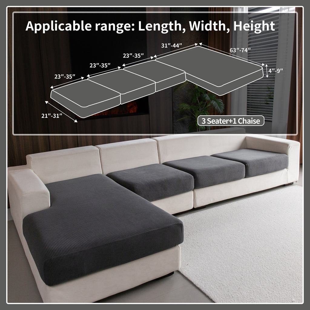 OHSIO Sectional Couch Covers, Wear Resistant Stretch Sofa Covers Washable Soft Couch Cushion Covers Anti Slip Furniture Protector Sofa Slipcovers for Pets