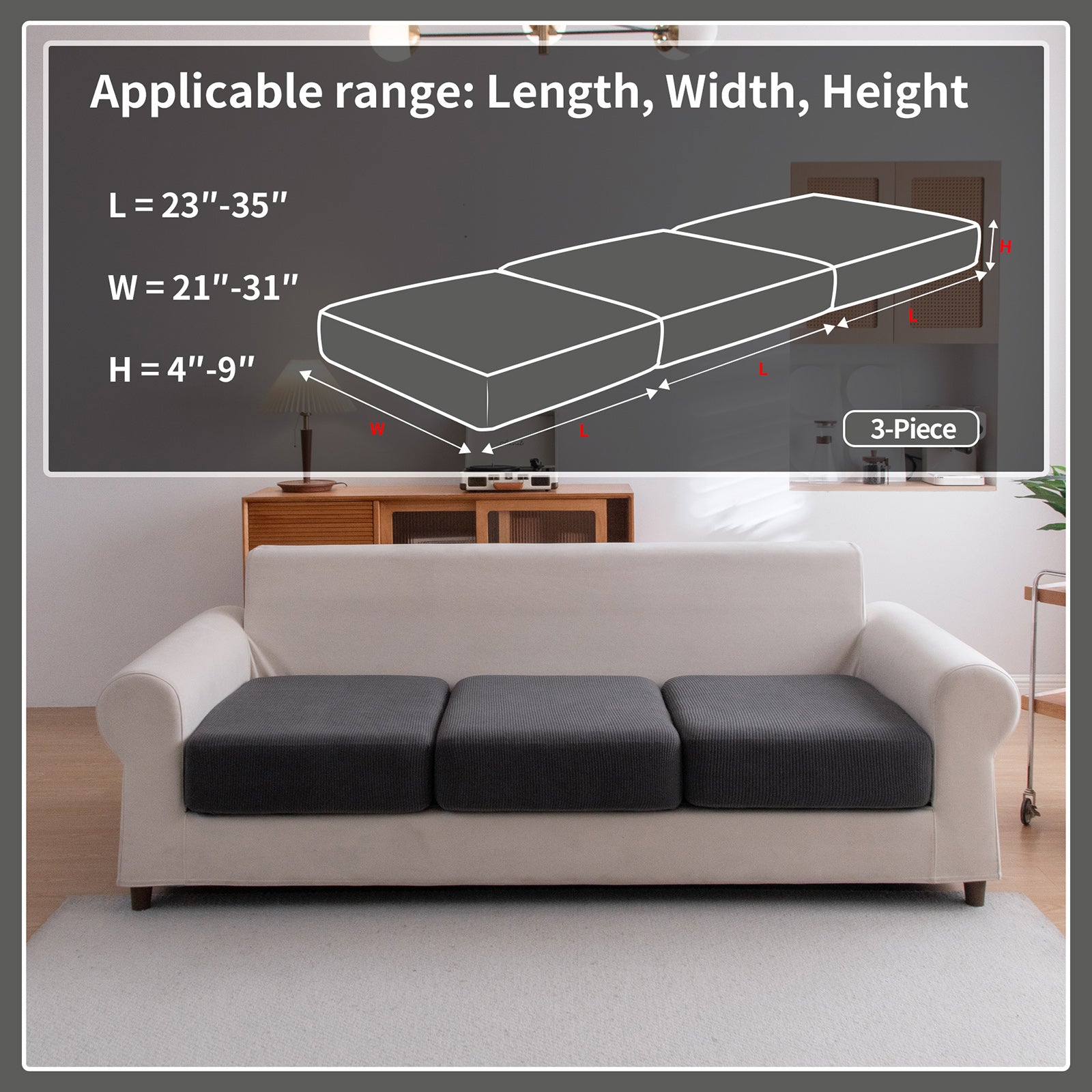 OHSIO Sectional Couch Covers, Wear Resistant Stretch Sofa Covers Washable Soft Couch Cushion Covers Anti Slip Furniture Protector Sofa Slipcovers for Pets