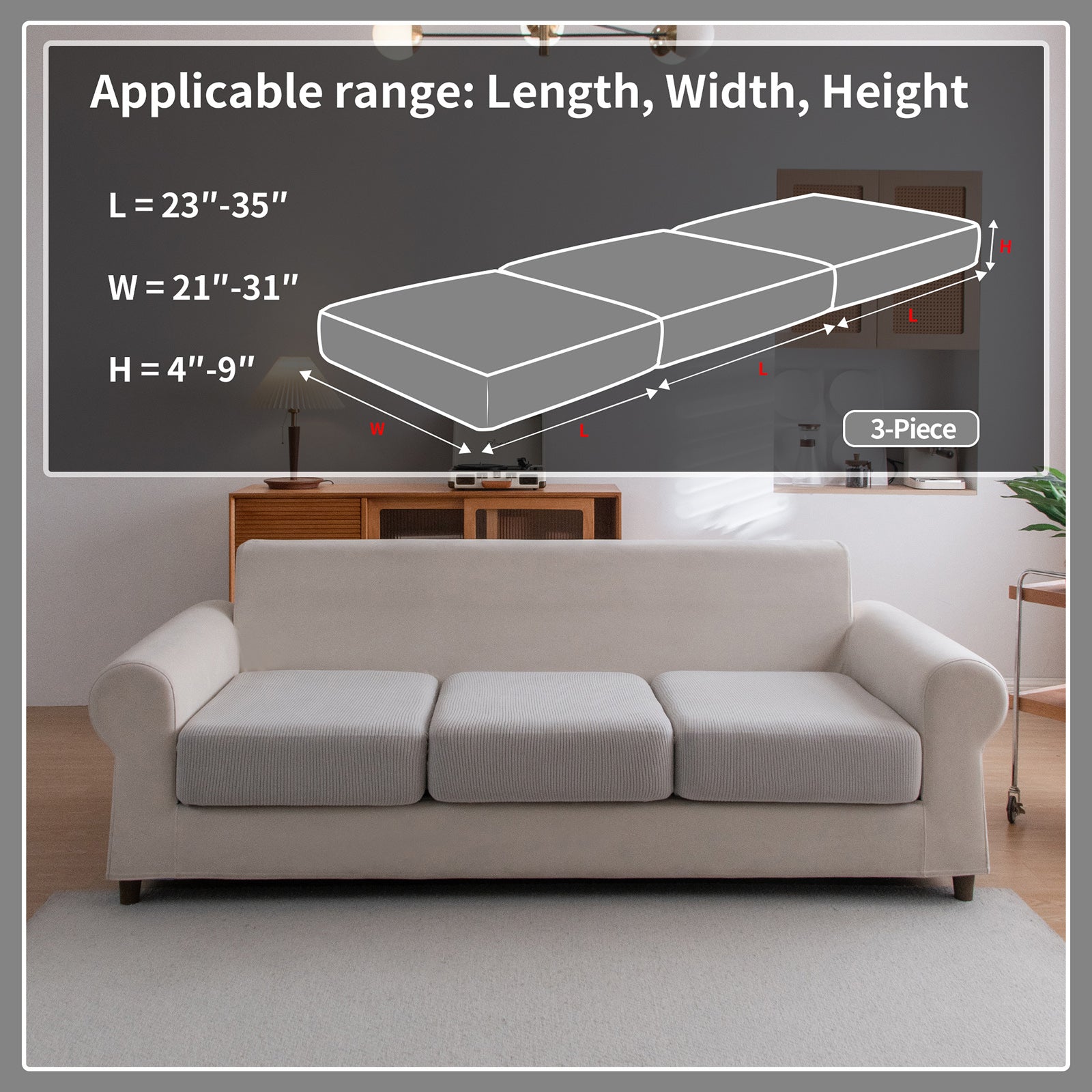 OHSIO Sectional Couch Covers, Wear Resistant Stretch Sofa Covers Washable Soft Couch Cushion Covers Anti Slip Furniture Protector Sofa Slipcovers for Pets