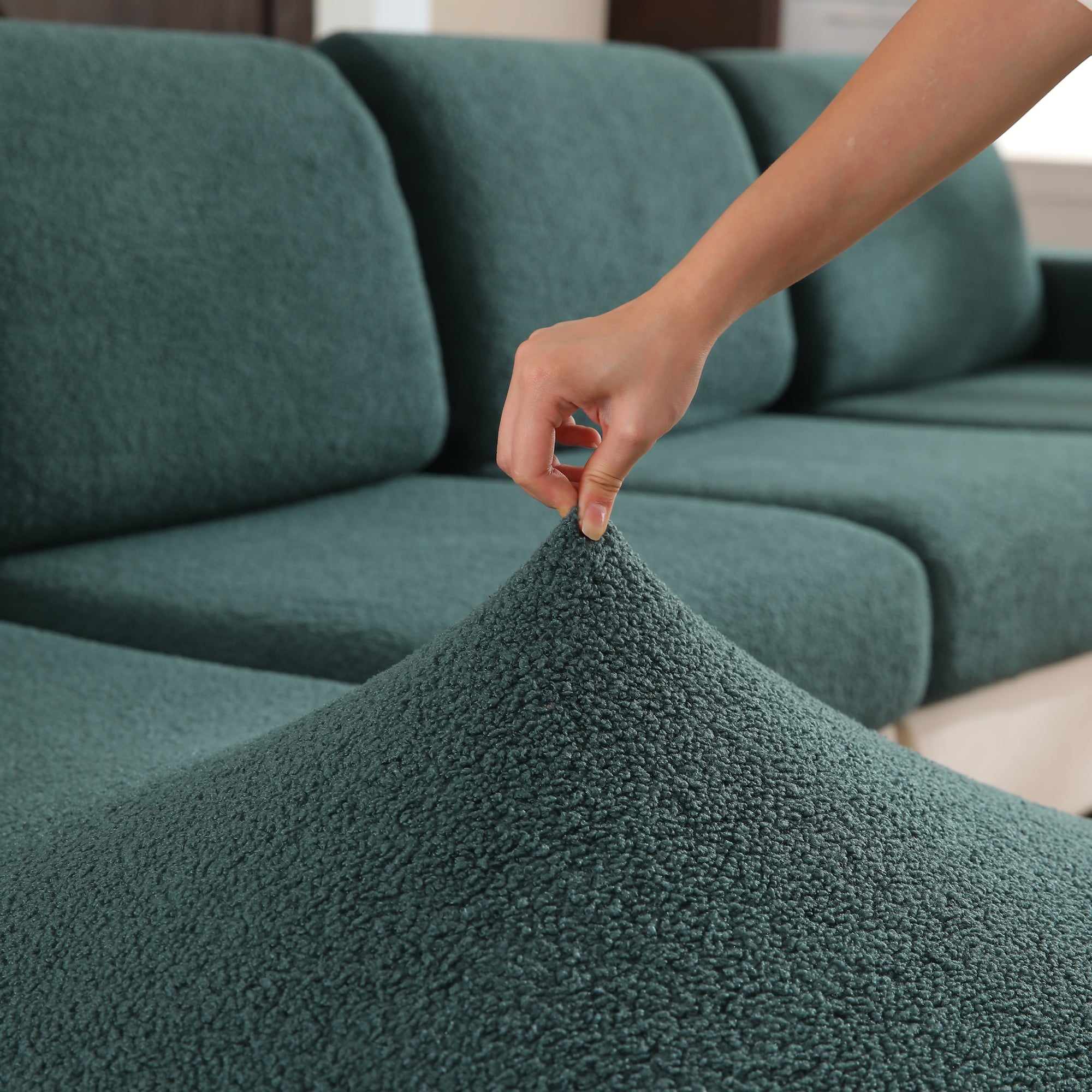 OHSIO Couch Cushion Covers for Sectional Sofa, Stretch Soft Sofa Slipcovers Washable Wear-Resistant Universal Furniture Protector for Living Room