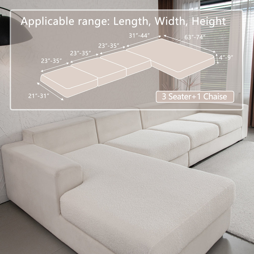 OHSIO Couch Cushion Covers for Sectional Sofa, Stretch Soft Sofa Slipcovers Washable Wear-Resistant Universal Furniture Protector for Living Room