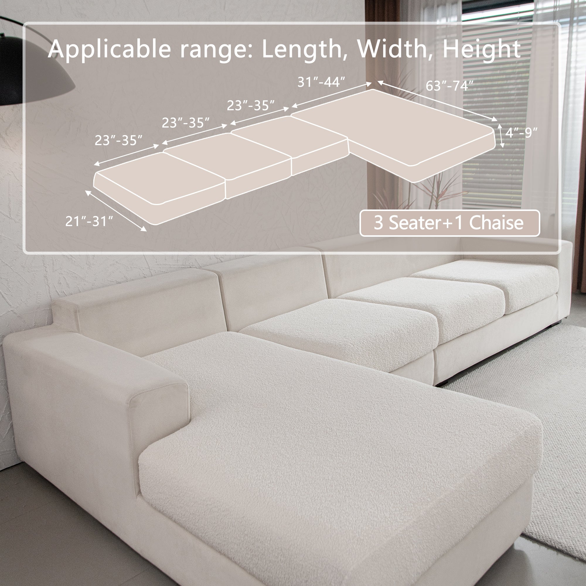 OHSIO Couch Cushion Covers for Sectional Sofa, Stretch Soft Sofa Slipcovers Washable Wear-Resistant Universal Furniture Protector for Living Room