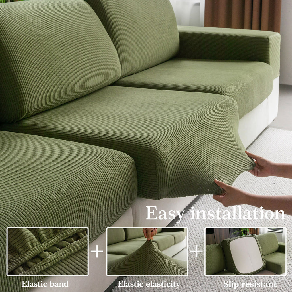 OHSIO Sectional Couch Covers, Wear Resistant Stretch Sofa Covers Washable Soft Couch Cushion Covers Anti Slip Furniture Protector Sofa Slipcovers for Pets