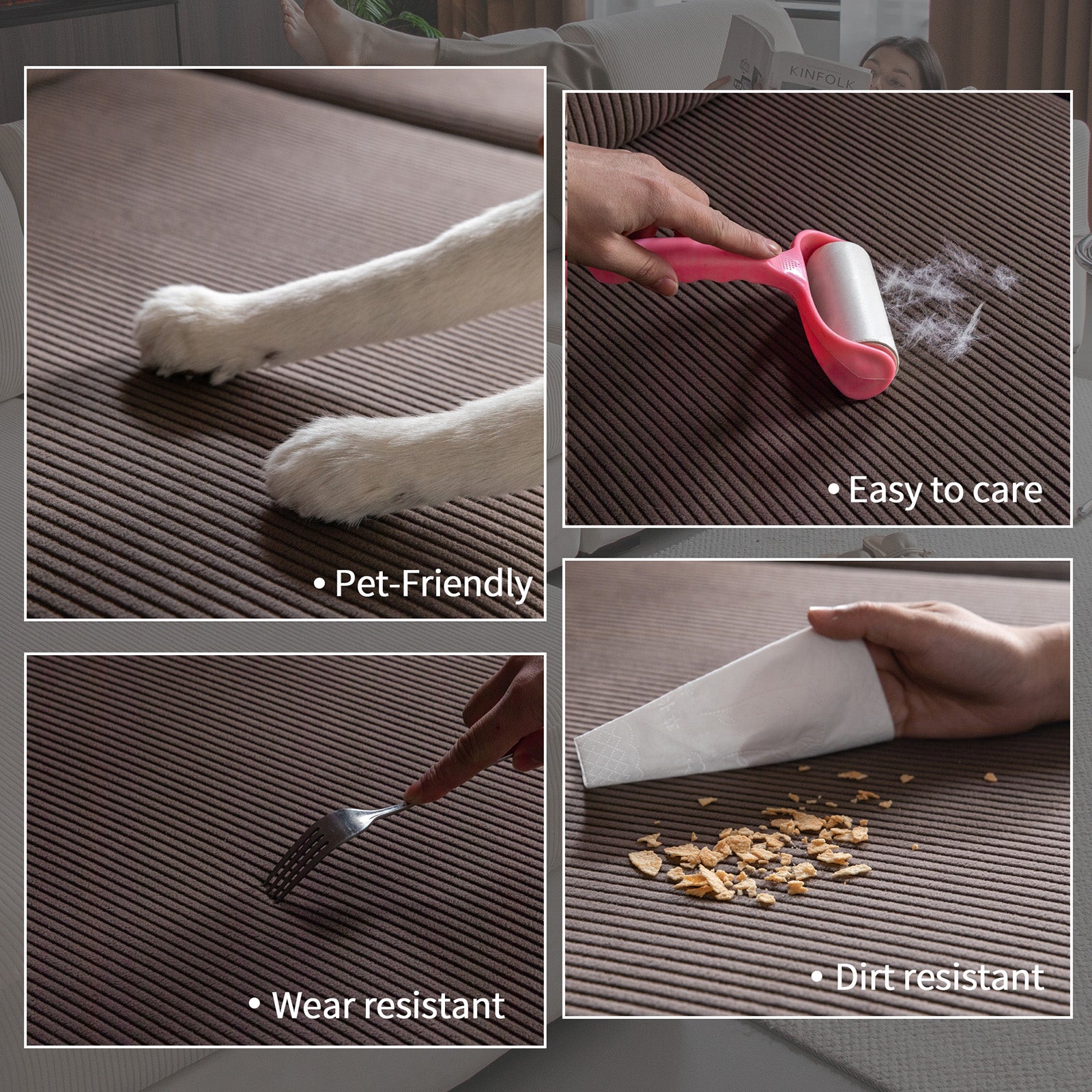 OHSIO Sectional Couch Covers, Wear Resistant Stretch Sofa Covers Washable Soft Couch Cushion Covers Anti Slip Furniture Protector Sofa Slipcovers for Pets