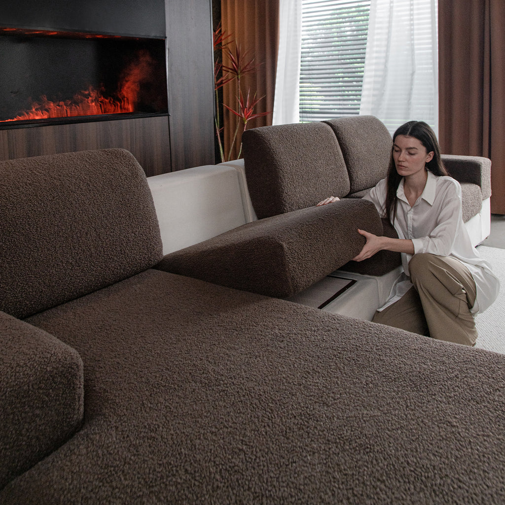 OHSIO Couch Cushion Covers for Sectional Sofa, Stretch Soft Sofa Slipcovers Washable Wear-Resistant Universal Furniture Protector for Living Room