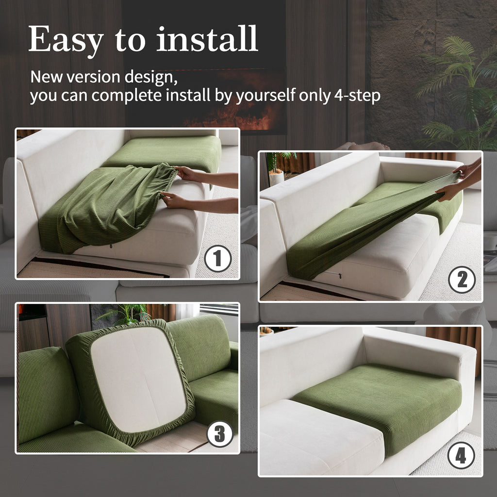 OHSIO Sectional Couch Covers, Wear Resistant Stretch Sofa Covers Washable Soft Couch Cushion Covers Anti Slip Furniture Protector Sofa Slipcovers for Pets