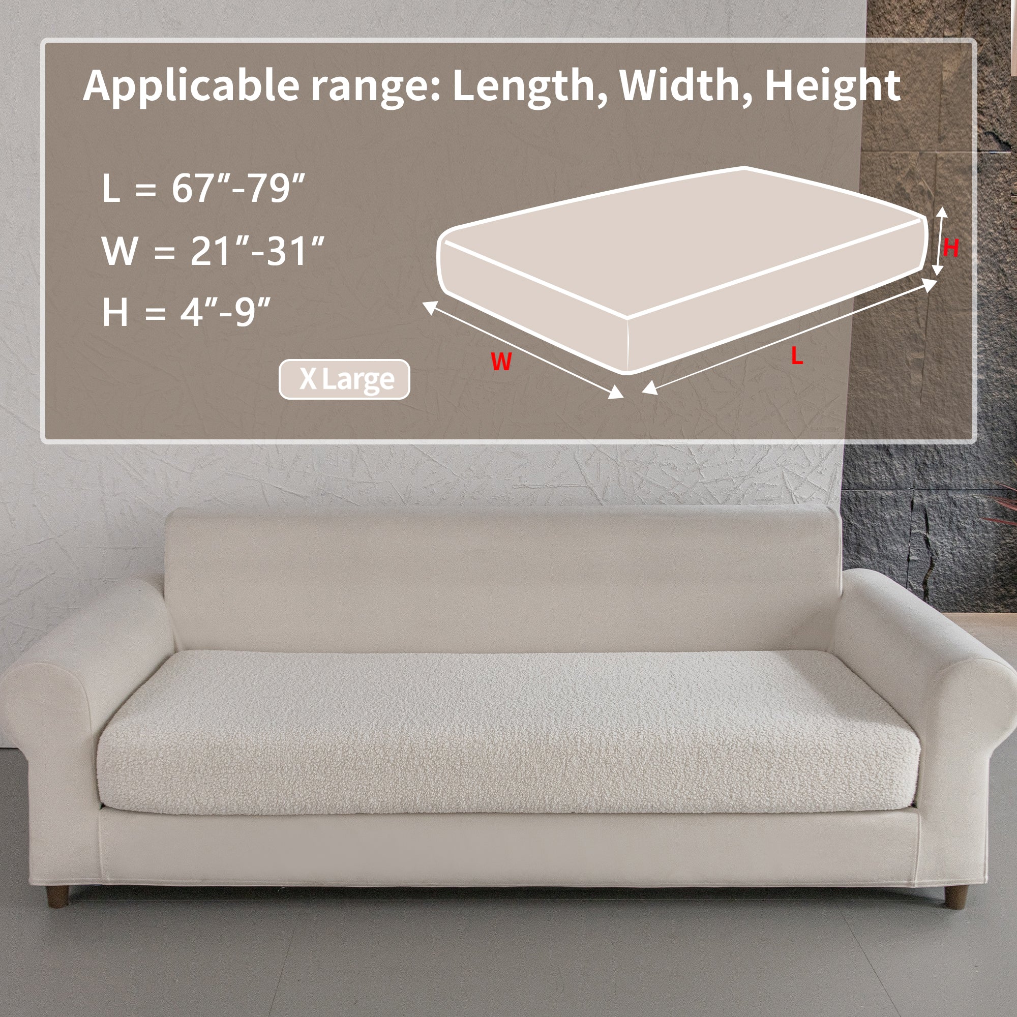 OHSIO Couch Cushion Covers for Sectional Sofa, Stretch Soft Sofa Slipcovers Washable Wear-Resistant Universal Furniture Protector for Living Room