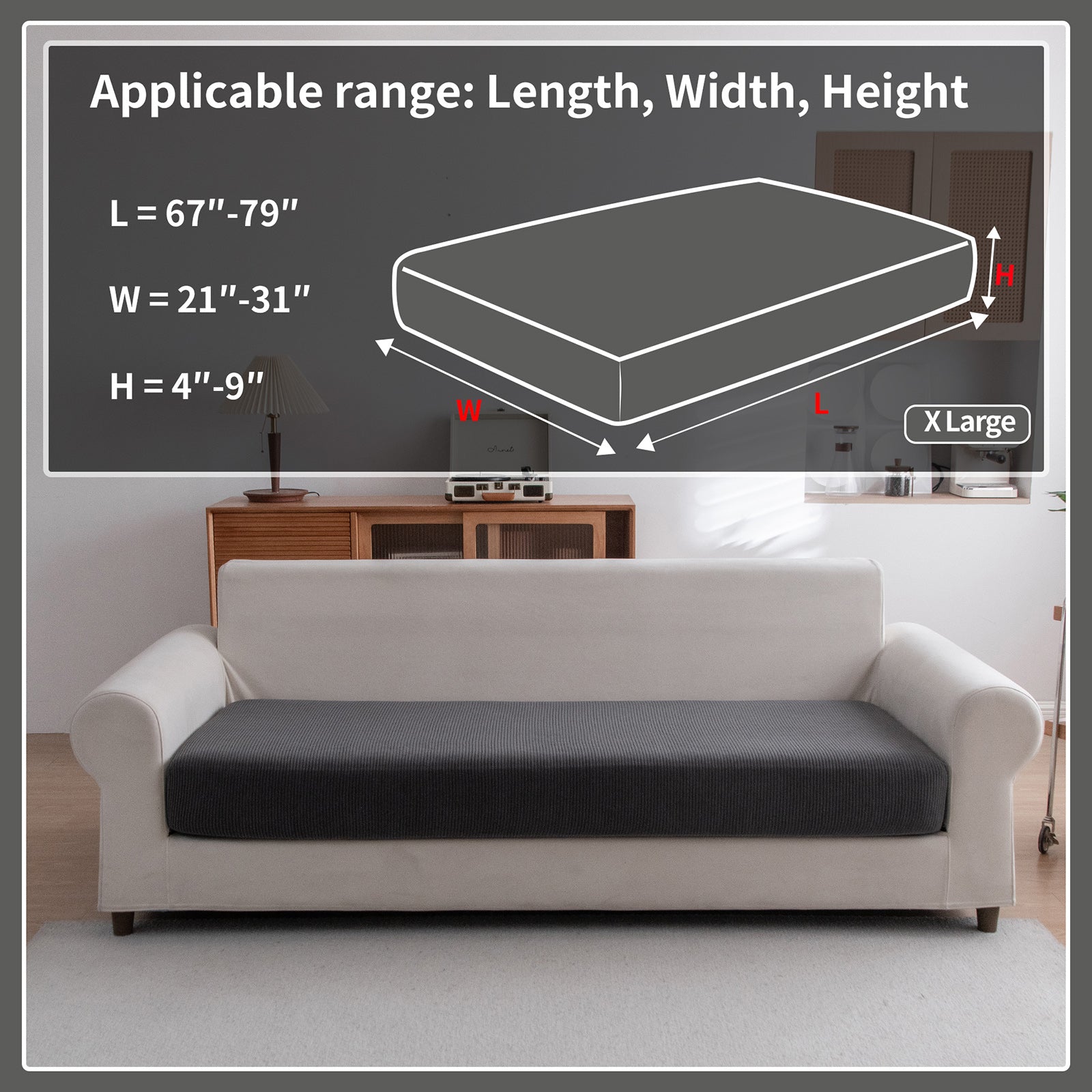 OHSIO Sectional Couch Covers, Wear Resistant Stretch Sofa Covers Washable Soft Couch Cushion Covers Anti Slip Furniture Protector Sofa Slipcovers for Pets